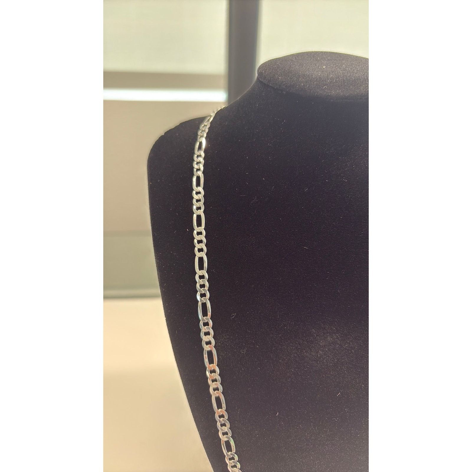 Other 22" Italy Rhodium Figaro Chain 12.5g Solid .925 Sterl Silver Size ONE SIZE - 2 Thumbnail