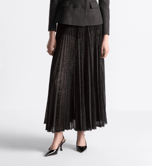 Dior o1w1db10925 444J20 Pleated Mid-Length Midi Skirt in Black Size 30" / US 8 / IT 44 - 5 Thumbnail