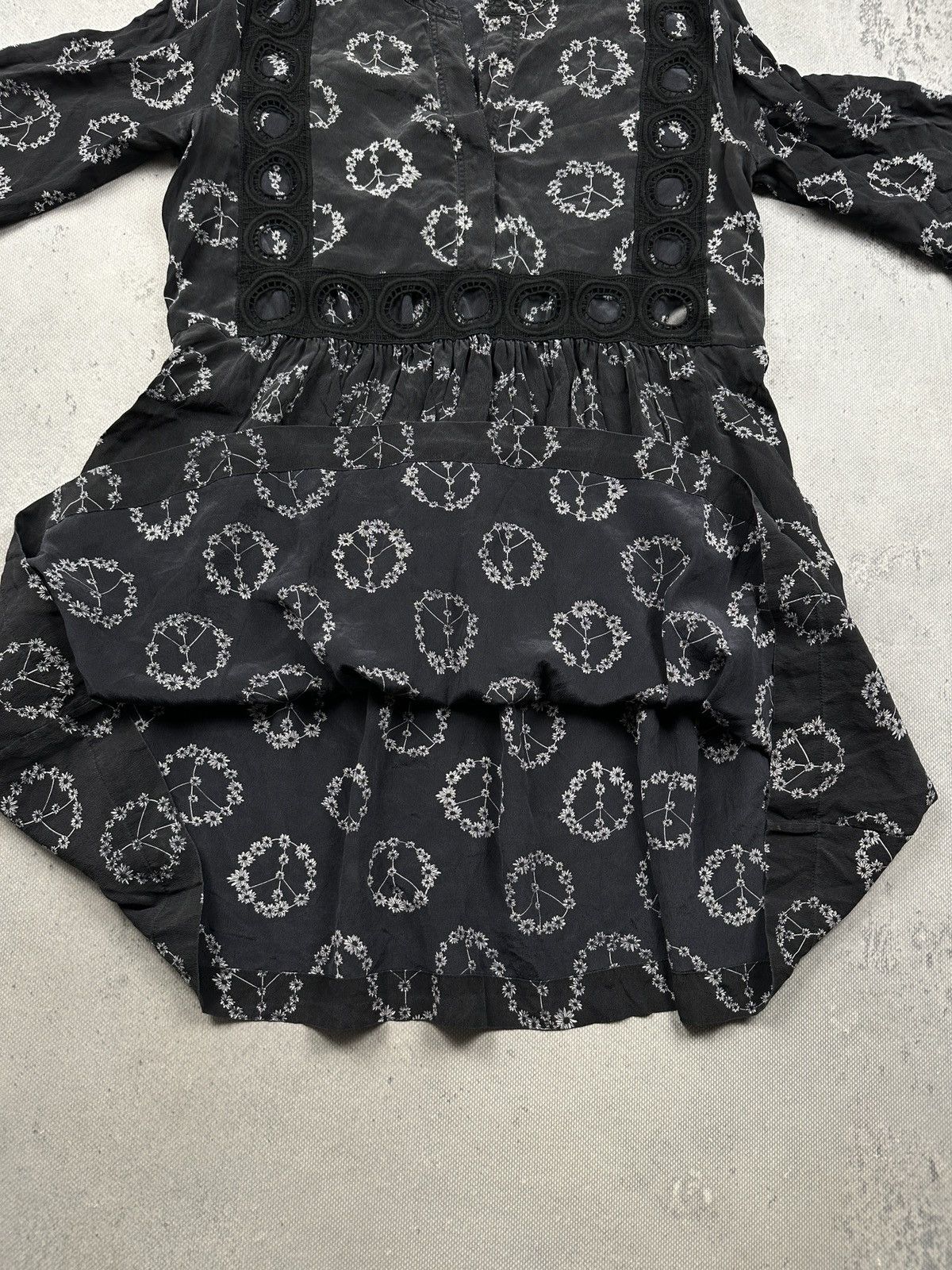 Sandro Sandro Paris Archive Silk Daisy Peace Print Boho Mini Dress Size S / US 4 / IT 40 - 15 Thumbnail