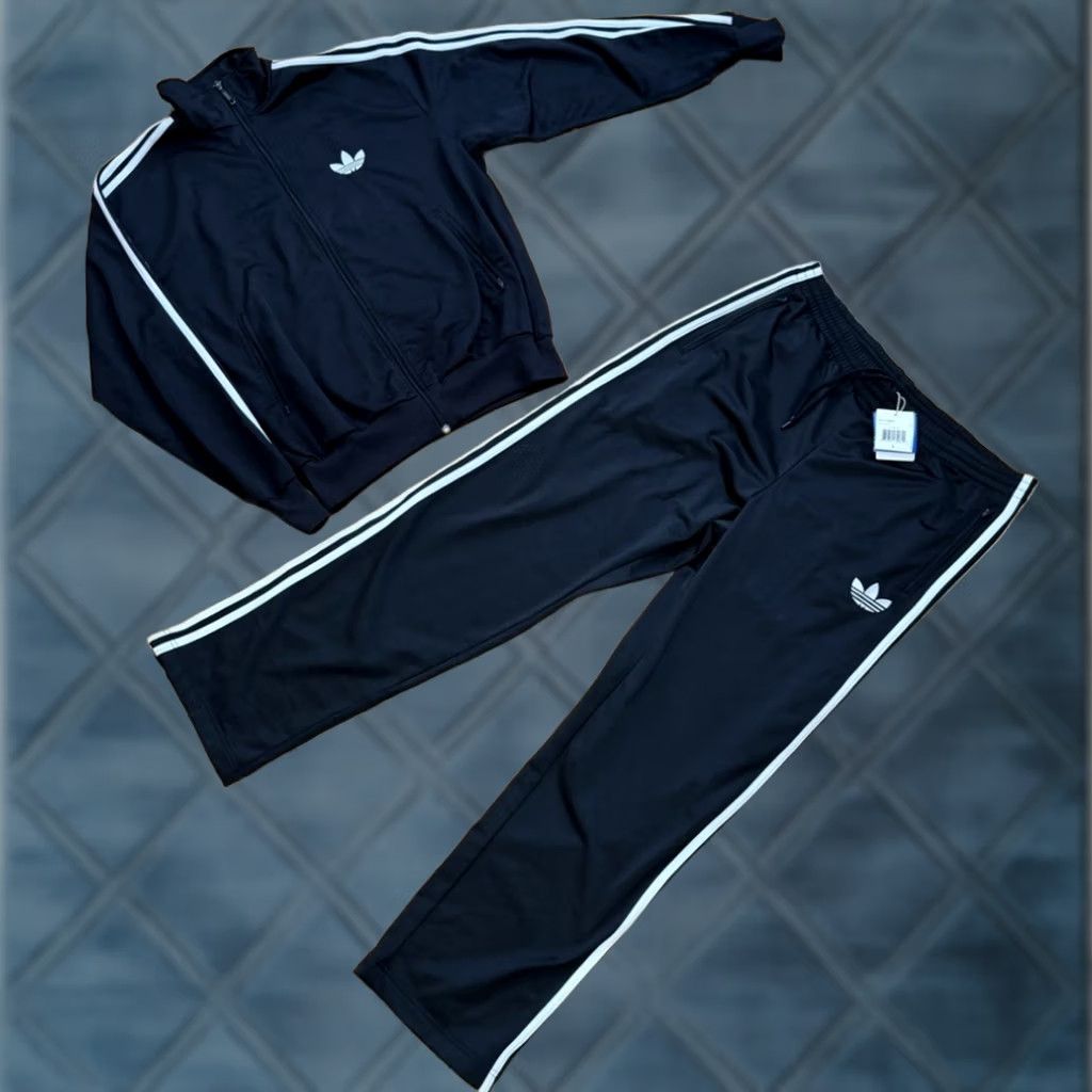 Adidas VINTAGE Adidas Trefoil Firebird Tracksuit Set Black Jacket Pants Adult L Mens Retro Y2K NEW Size US 33 - 1 Thumbnail