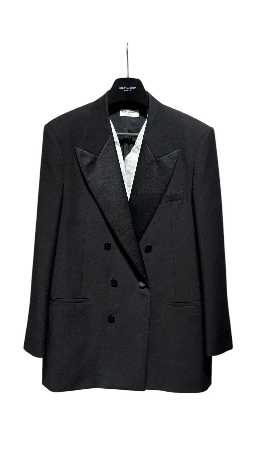 Saint Laurent Paris Double Breasted Wool Satin Collar Blazer Size US L / EU 52-54 / 3 - 1 Thumbnail