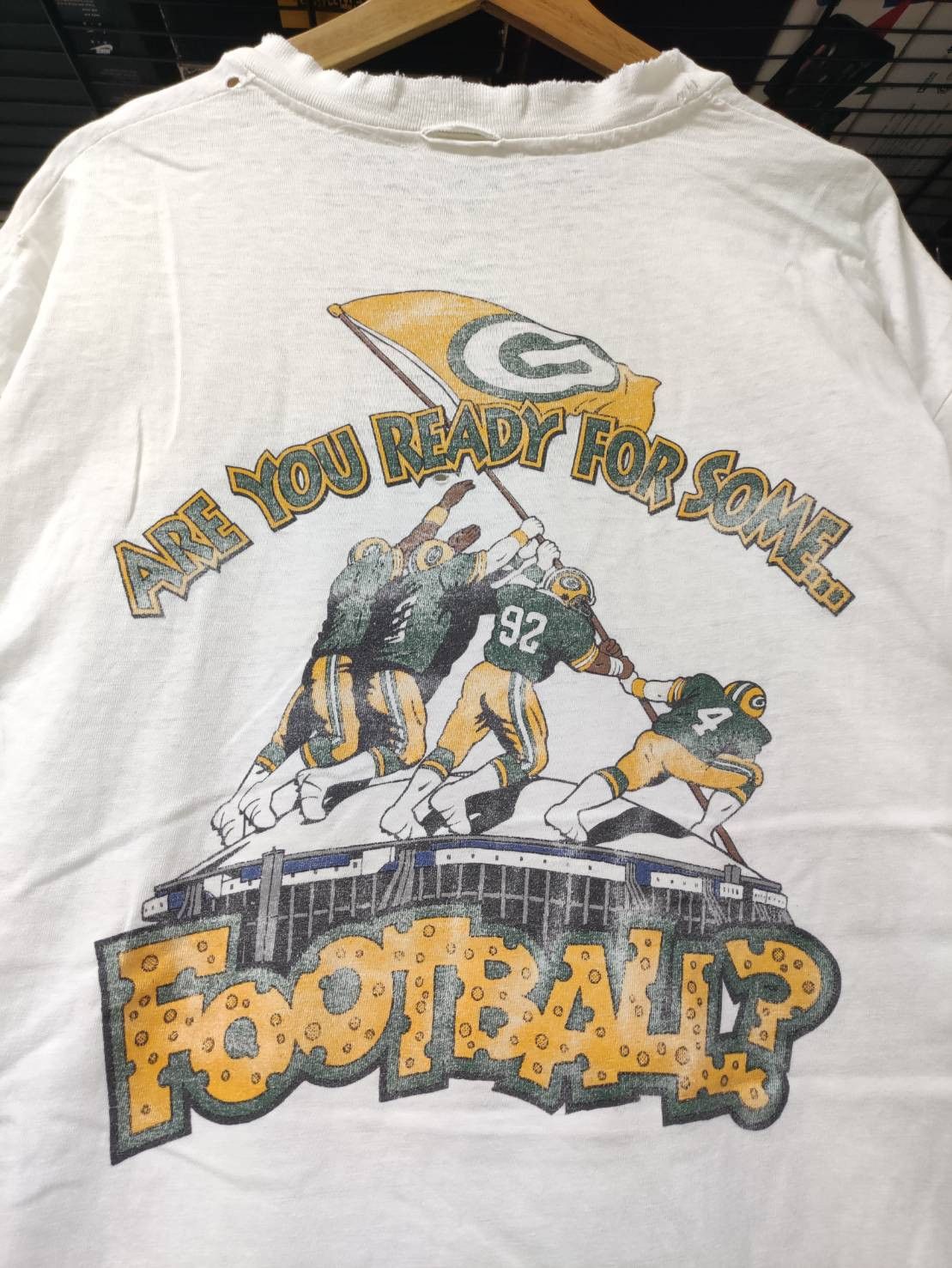 NFL Vtg 90's Green Bay Packers " Hey Dallas " Single Stitch Size US XL / EU 56 / 4 - 1 Thumbnail