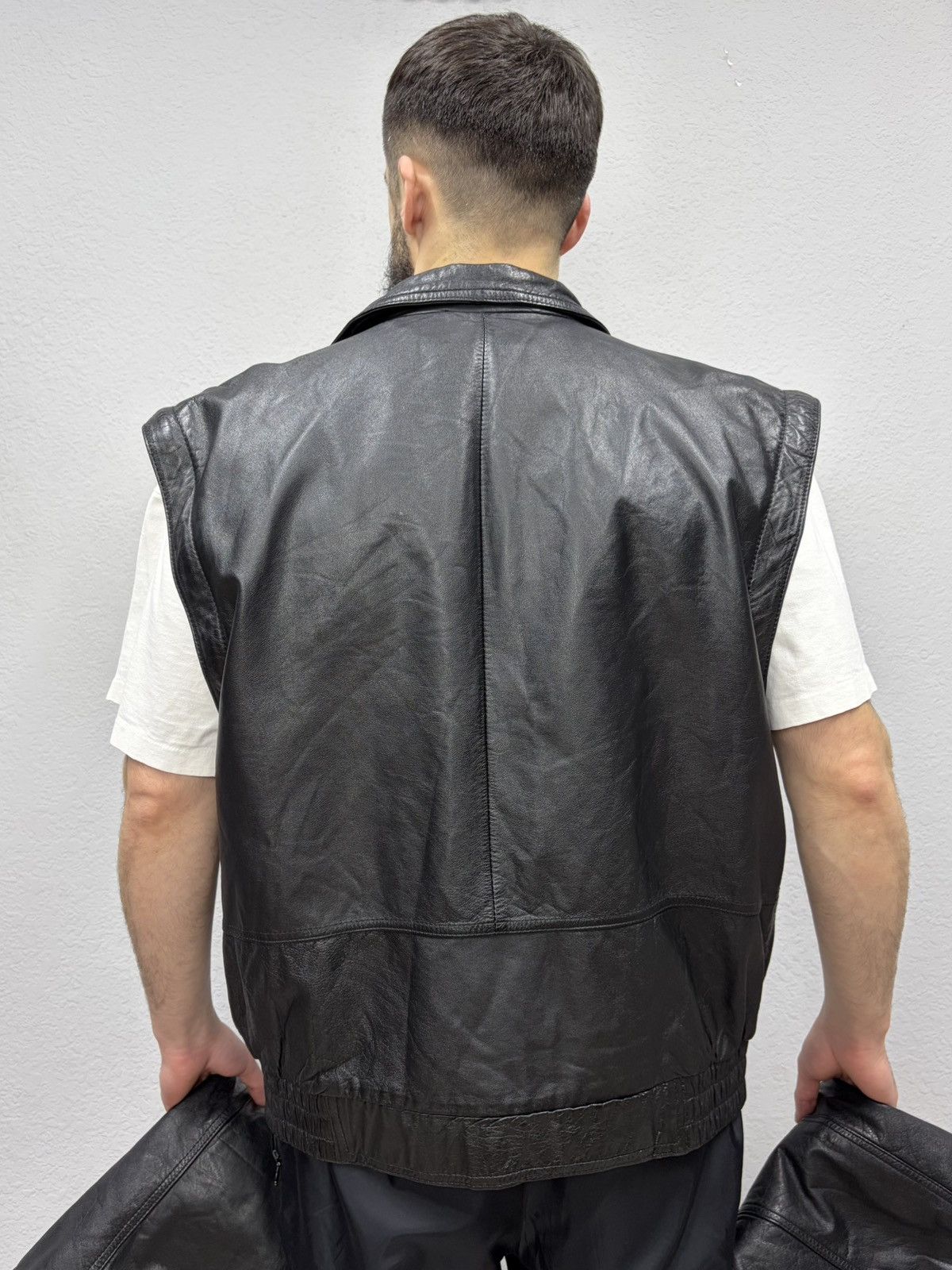Hedi Slimane Vintage Black Leather Fringe Biker Transformer Vest Jacket Size US L / EU 52-54 / 3 - 5 Thumbnail