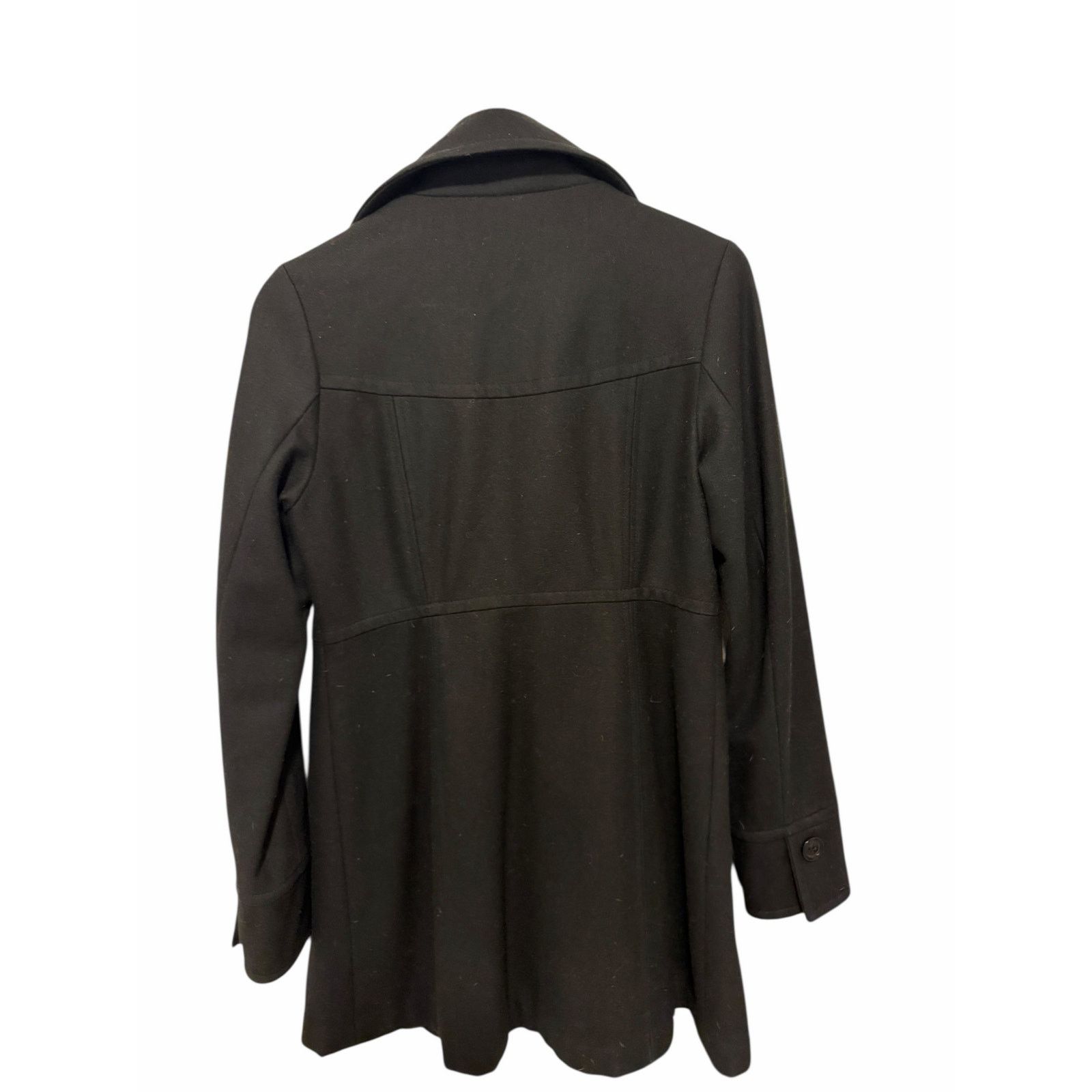 Anthropologie Anthropologie Black Wool Longline Long Sleeve Button Peacoat Size M / US 6-8 / IT 42-44 - 7 Thumbnail