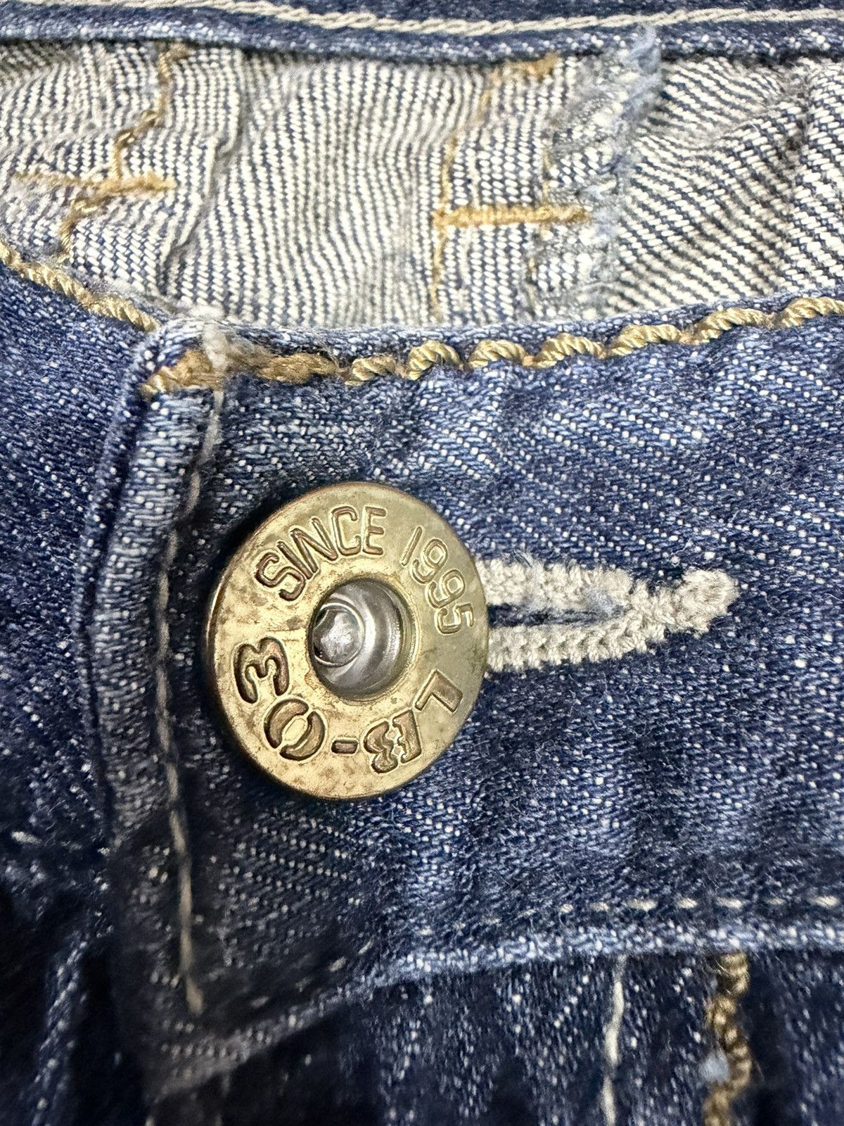 Le Grande Bleu (L.G.B.) LB-03 Flare Patchwork Drawsting Denim Pants Size US 31 - 18 Thumbnail