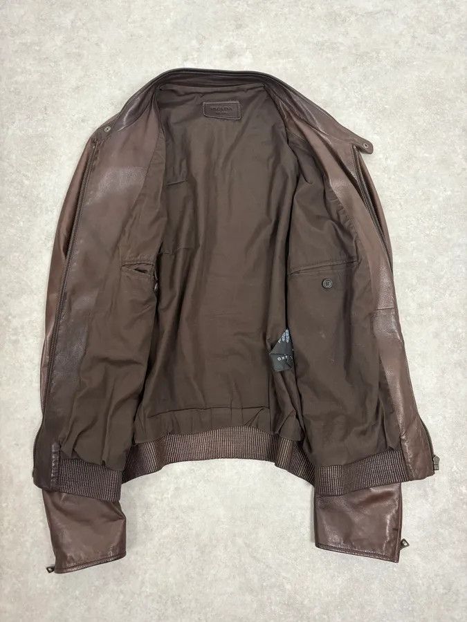 Prada AW2011 Prada Biker Brown Minimalist Leather Jacket Size US M / EU 48-50 / 2 - 7 Thumbnail