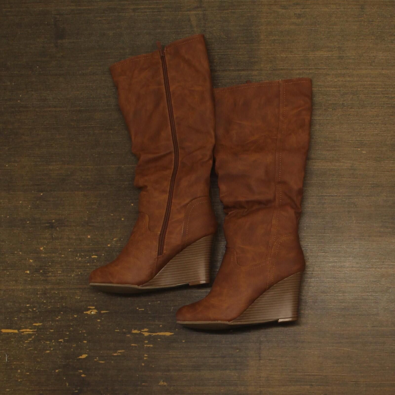Other Nwt Journee Collection Langly Wedge Knee High Boots Brown 8m Size US 8 / IT 38 - 1 Thumbnail