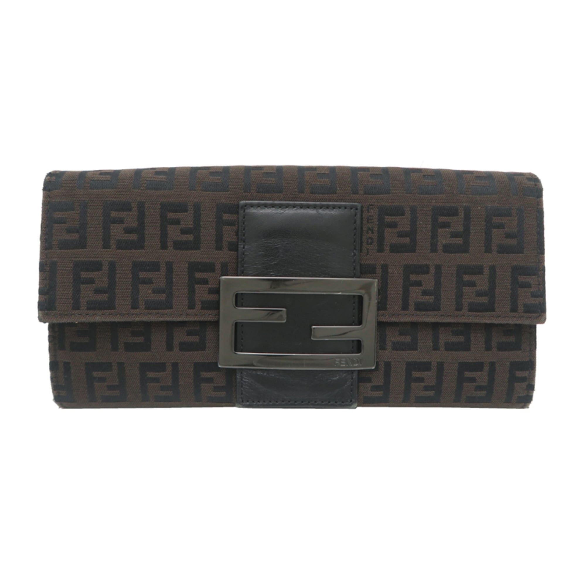 Fendi Fendi Zucchino Canvas Long Wallet for Women and Men, 2135-8M0021, Canvas, Brown Size ONE SIZE - 1 Thumbnail