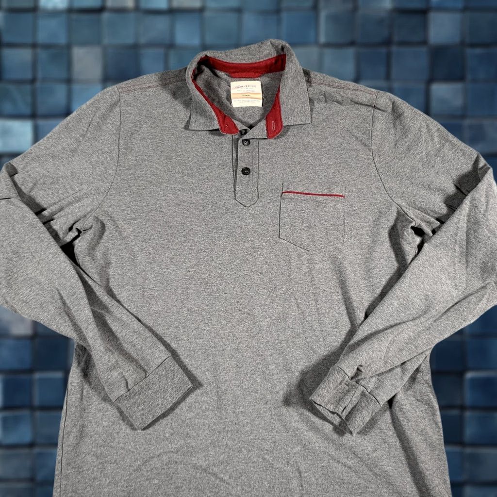 Marine Layer VINTAGE Marine Layer Re-Spun Polo Shirt Mens Large Gray Long Sleeve Pocket Casual Size US L / EU 52-54 / 3 - 1 Thumbnail