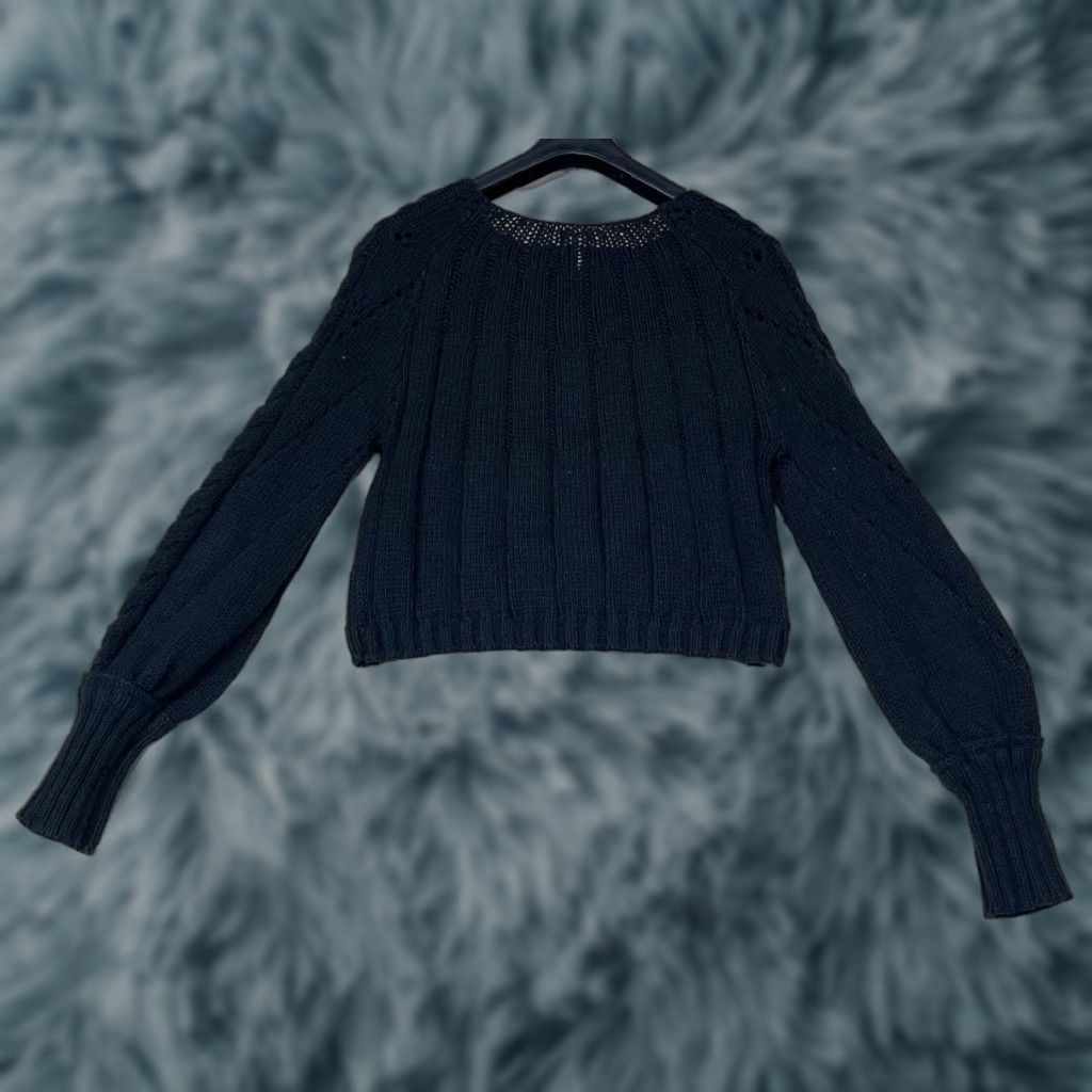 Free People Free People Sweater Adult XS Black Sheer Pullover Cropped Boho Crewneck Womens Size XS / US 0-2 / IT 36-38 - 1 Thumbnail