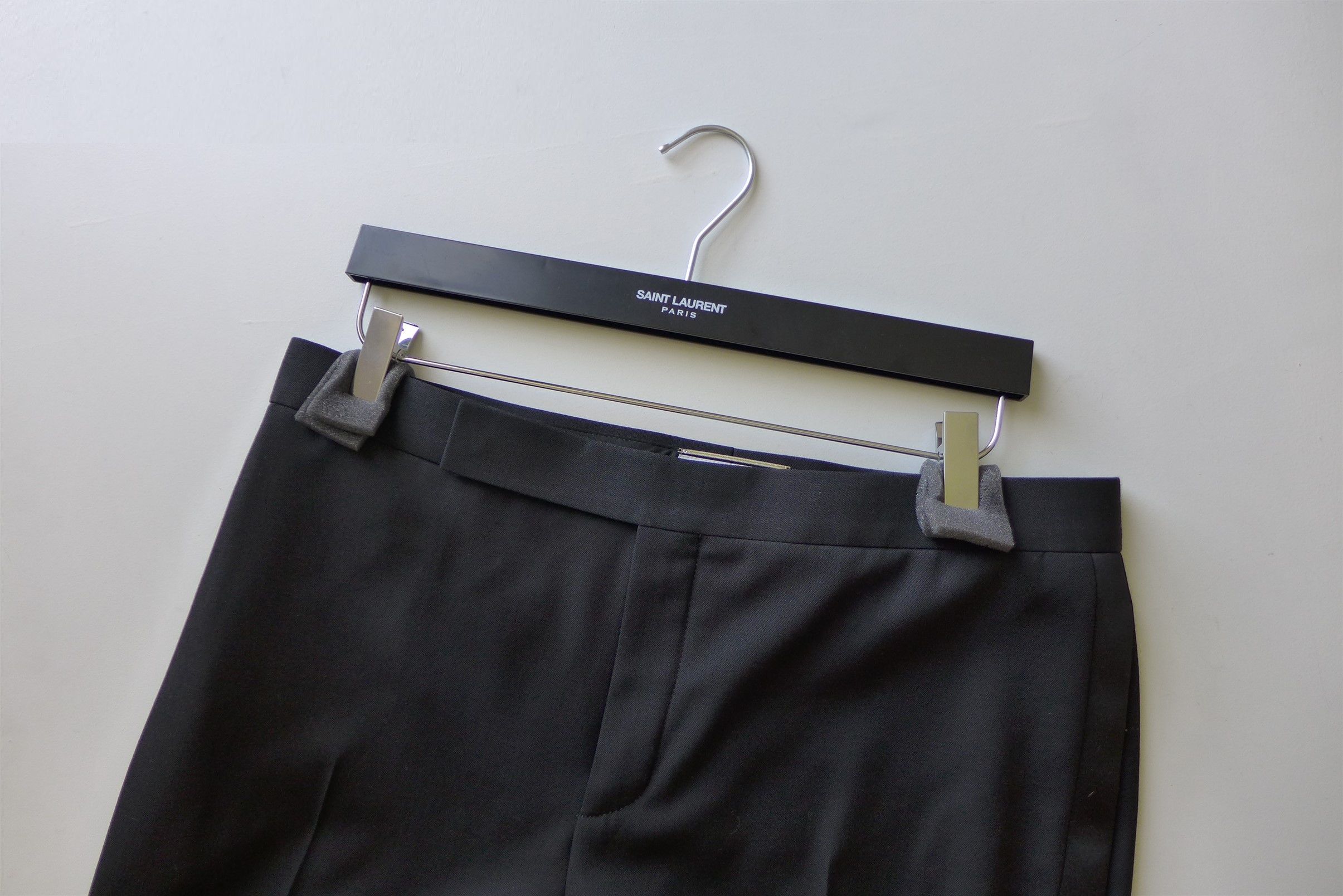Saint Laurent Paris Saint Laurent Slim Fit Tuxedo Trousers - Black Wool Size US 34 / EU 50 - 6 Thumbnail