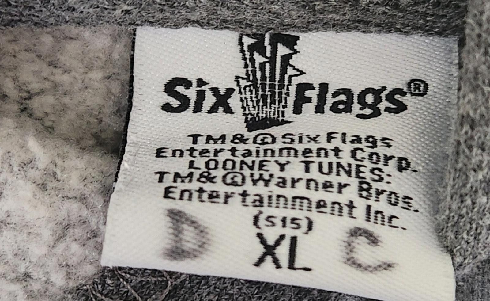 Designer Looney Tunes Six Flags Gray Pullover Hoodie / Size XL / EUC Size XL / US 12-14 / IT 48-50 - 2 Thumbnail