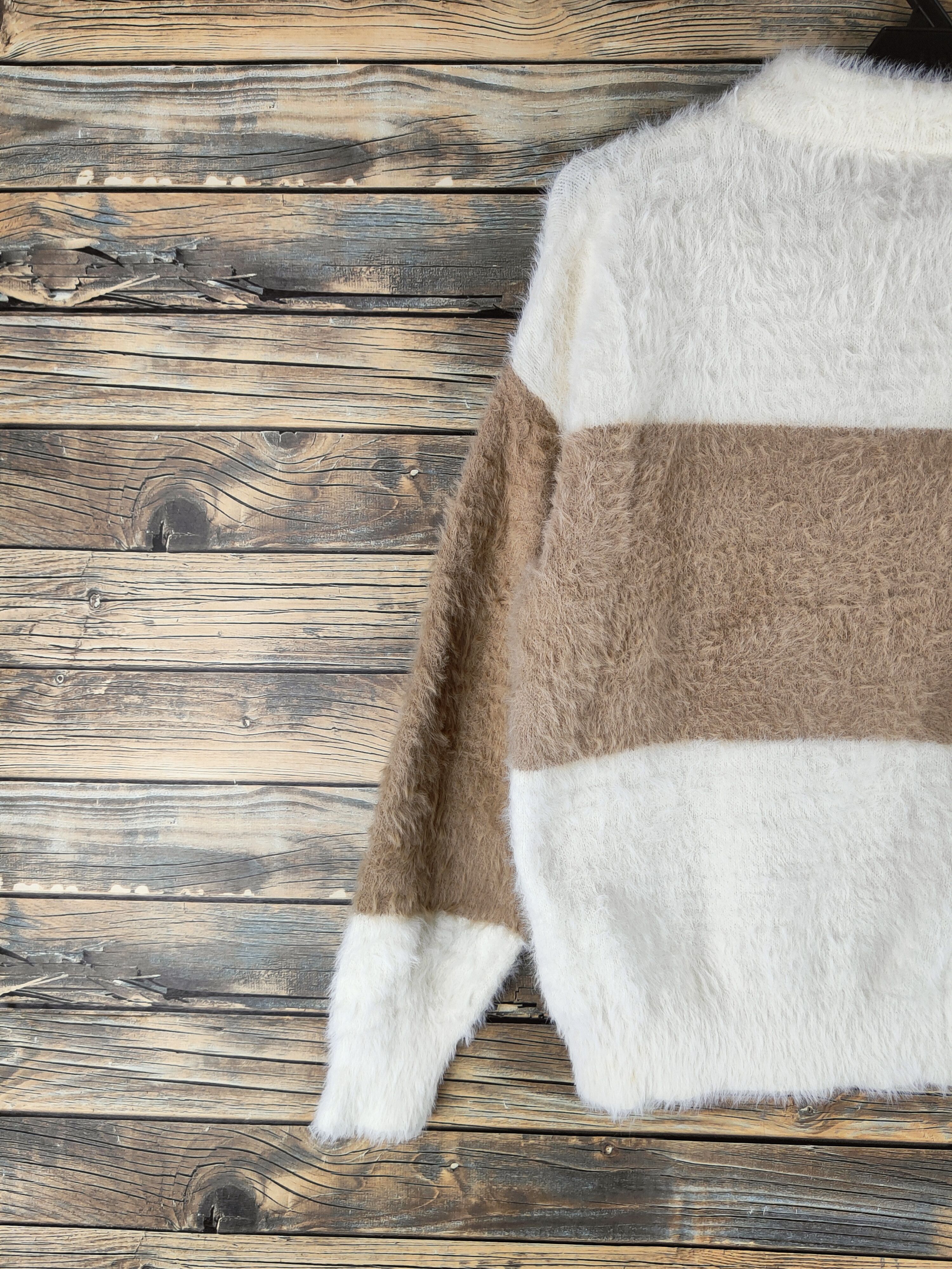 Japanese Brand DL Rope Picnic Cream Brown Fur Mohair Knitwear #46-469 Size S / US 4 / IT 40 - 8 Thumbnail