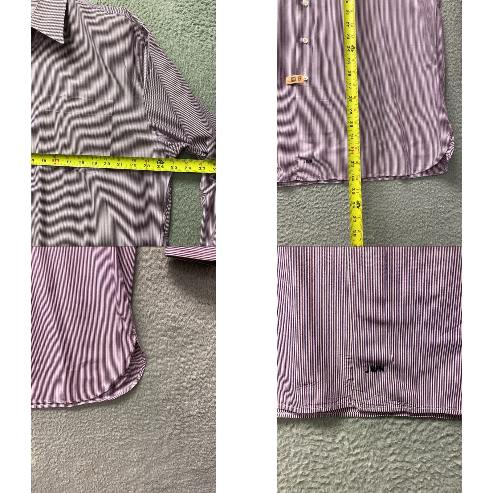 Nordstrom VINTAGE Nordstrom Shirt Mens Size 16.5 Striped Cotton Woven Italy /161-39 Dark Pink Button-Down Collar Long Sleeve Casual Regular Fit USA Shirt Mens Size US L / EU 52-54 / 3 - 8 Thumbnail