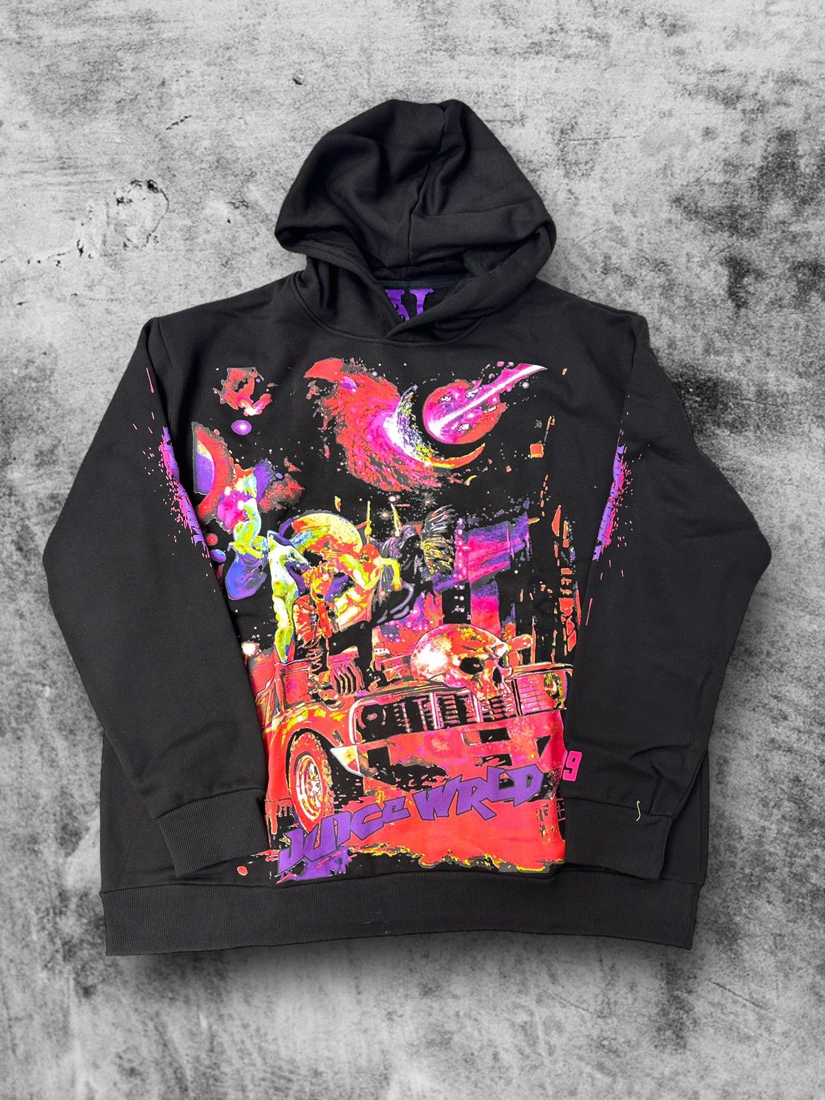 Image of Juice Wrld X Vlone Galaxy Hoodie in Black, Men's (Size XL)