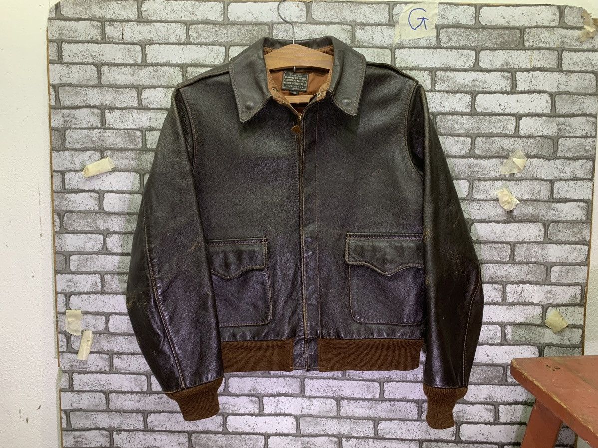 image of Military x The Real Mccoys Vintage Type A-2 Army Reproduced By Real Mccoys Leather in Brown (Size S