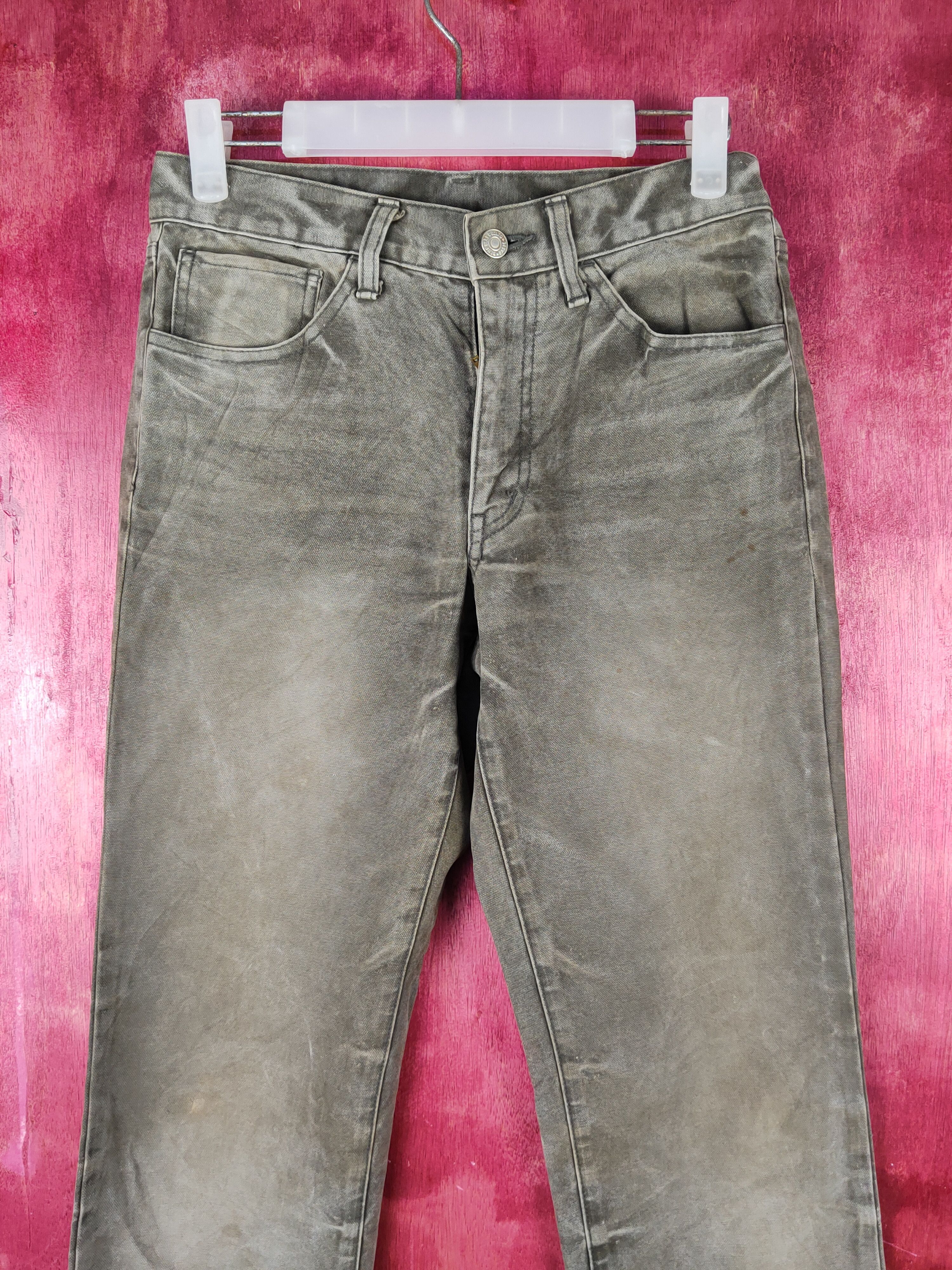 Japanese Brand Blue Way Olive faded cargo denim Jeans #S1571 Size US 28 / EU 44 - 2 Thumbnail