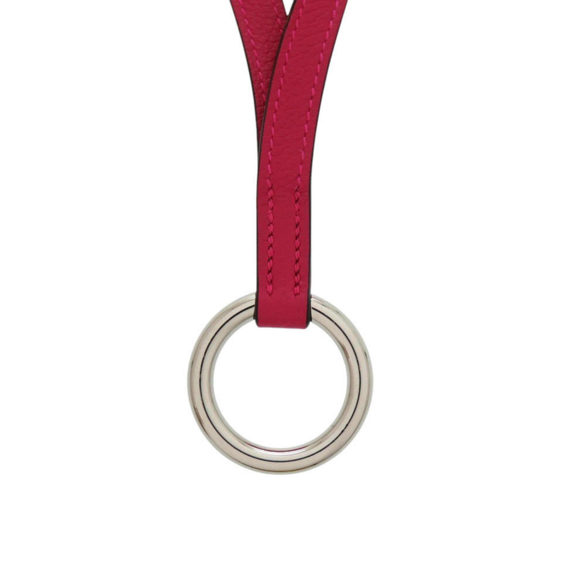 Hermes Leather Neck Strap with Raspberry Y Stamp 1185 HERMES