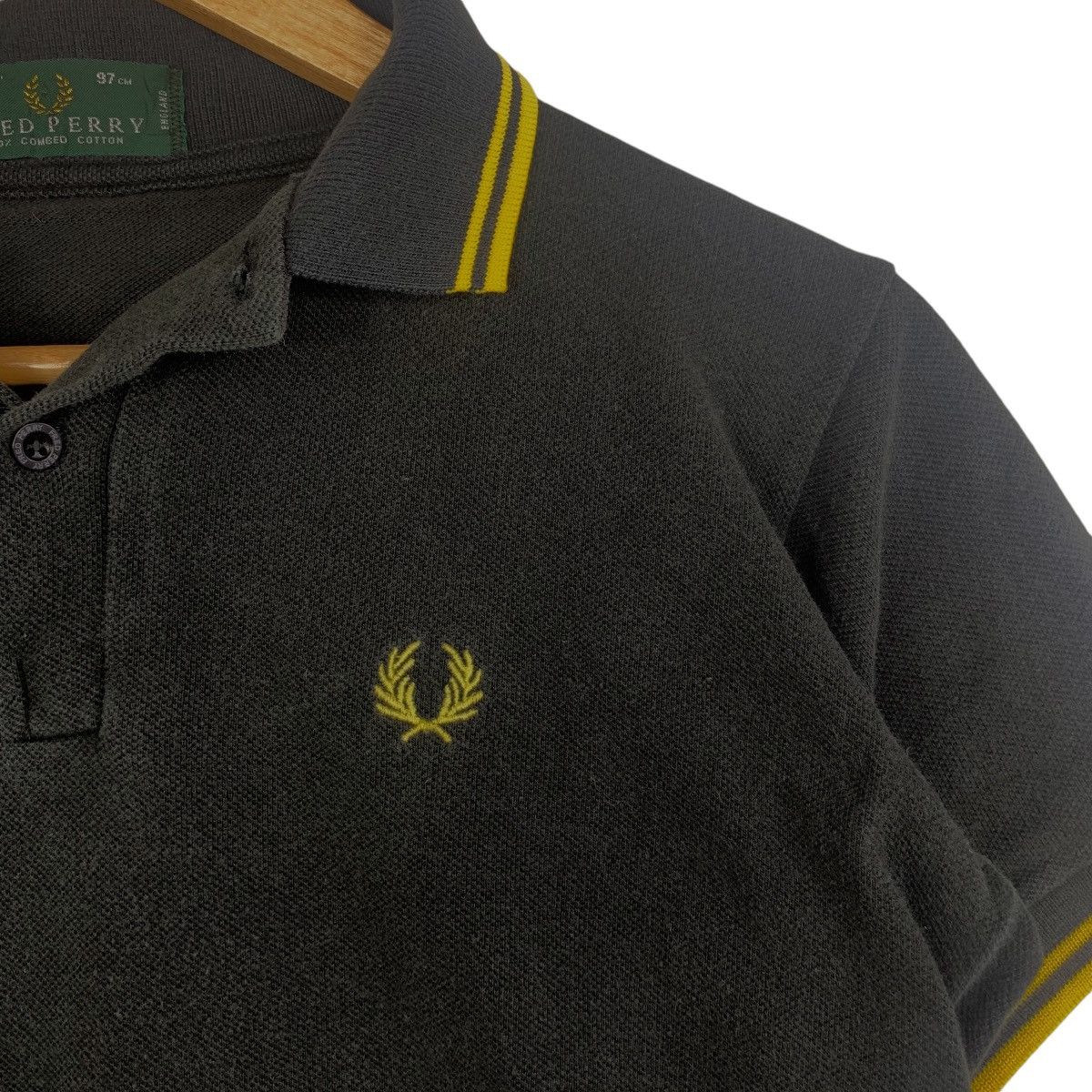 Vintage FRED PERRY ENGLAND Yellow Twin Tipped Polo Tee Shirt