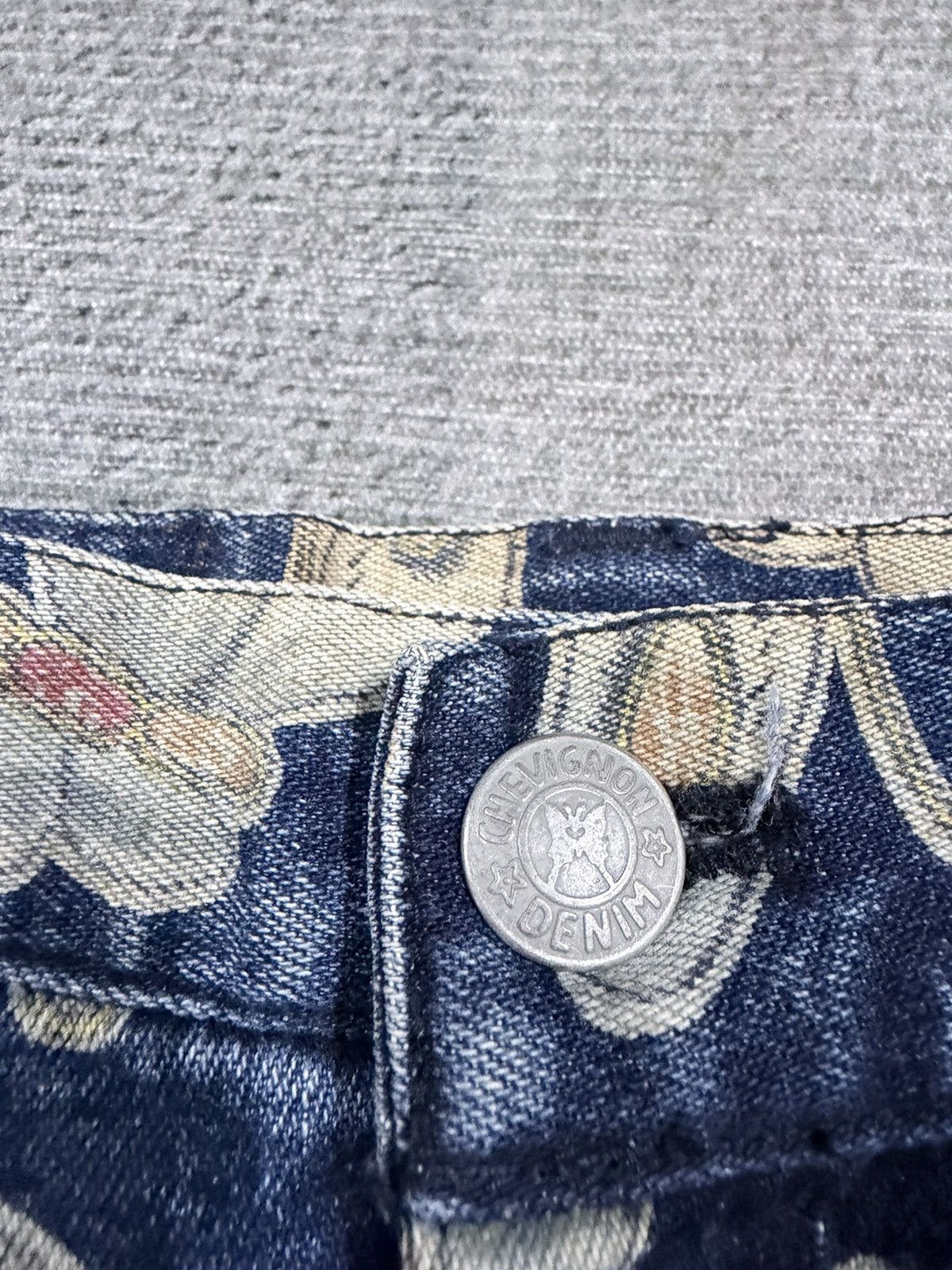 Vtg🔥Chevignon Butterfly All Over Print Jeans Skirt