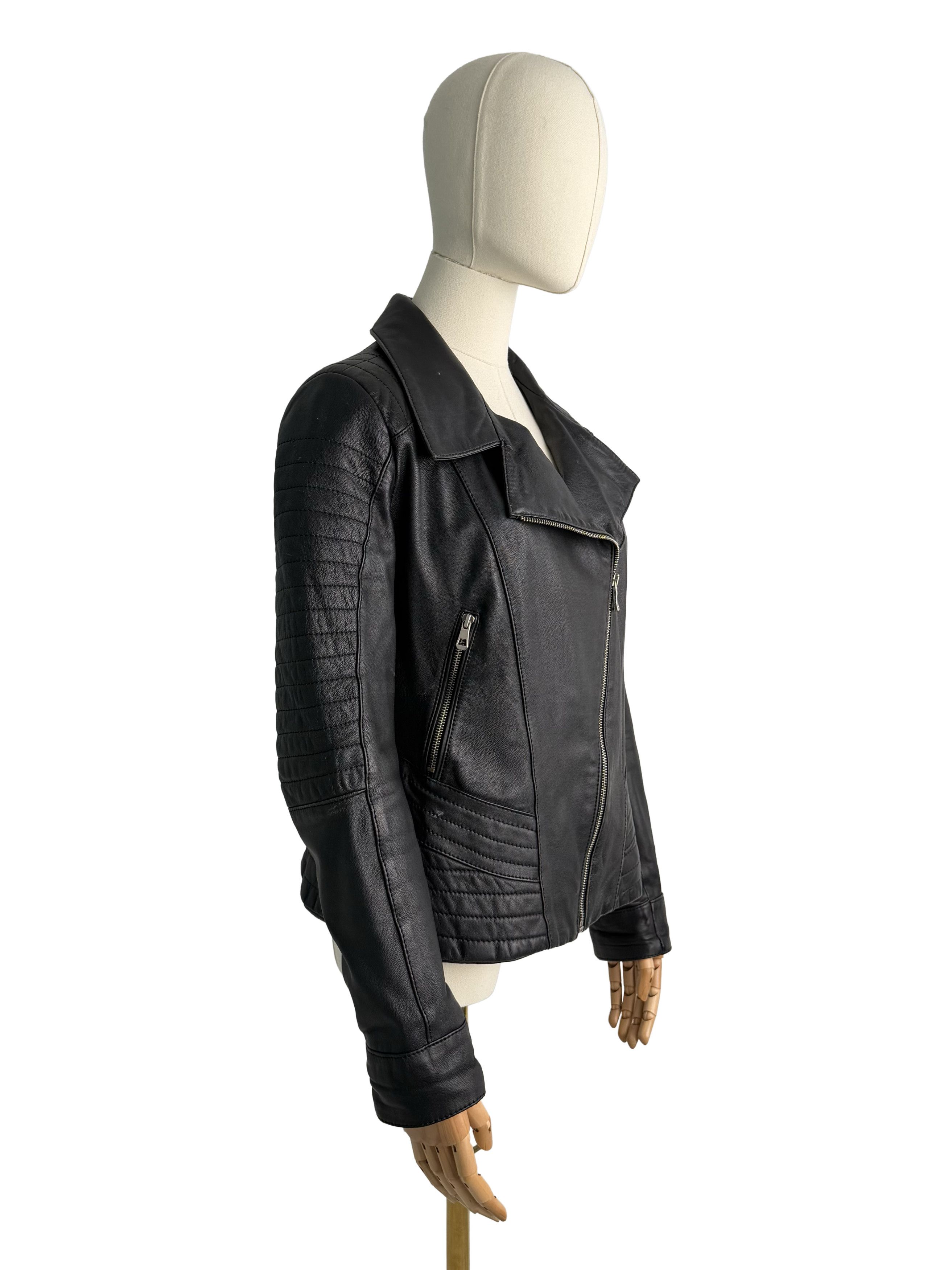 Vintage Vintage Leather Biker Jacket Moto Zip Quilted Slim Fit Coat Size S / US 4 / IT 40 - 1 Thumbnail
