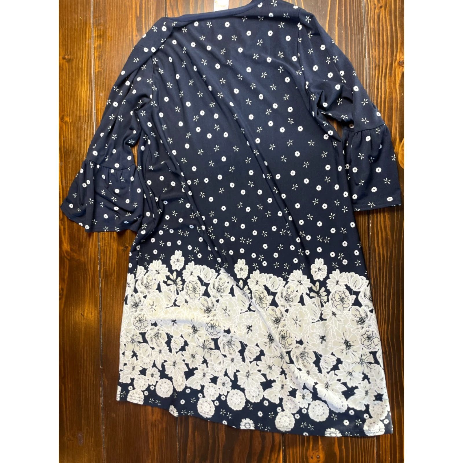Vintage Sirenlily Dress Women's L Navy White Floral Mini Short Above Knee Casual Ladies Floral Size L / US 10 / IT 46 - 2 Thumbnail