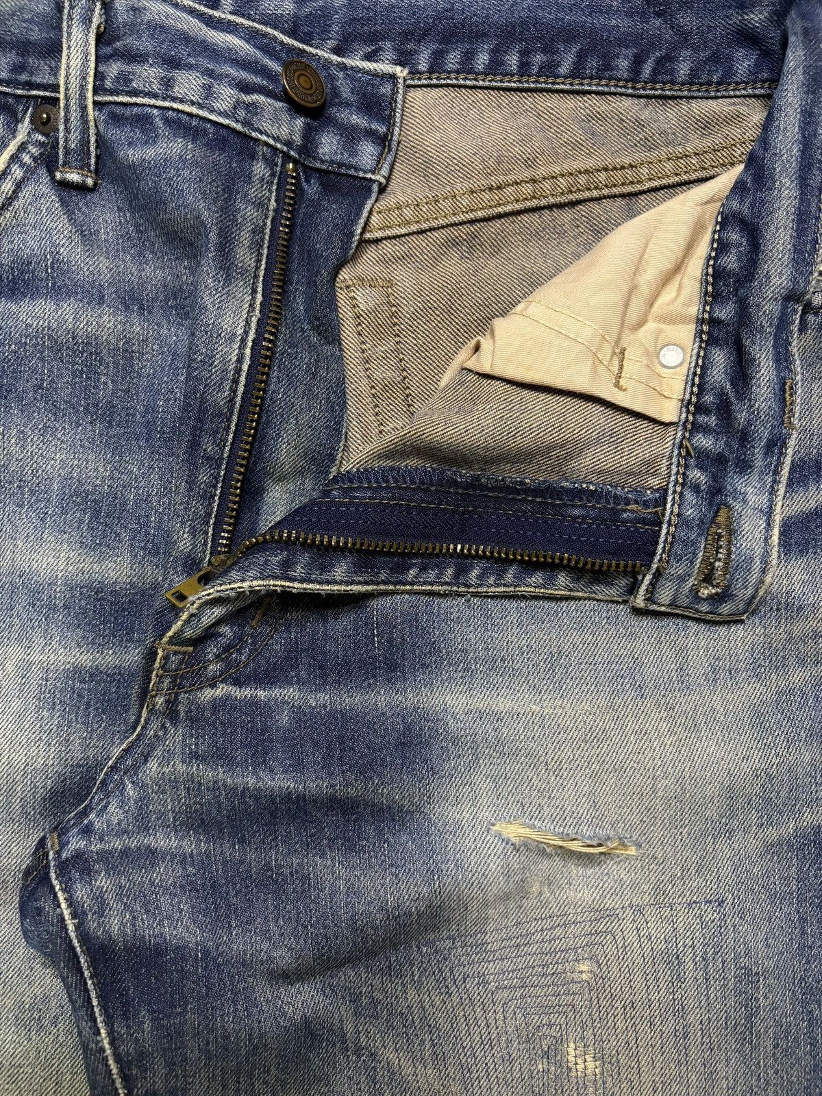 Edwin × Japanese Brand Vintage Edwin 402 Sashiko Style Mud Wash Distress Loose Jean Size US 30 / EU 46 - 9 Thumbnail