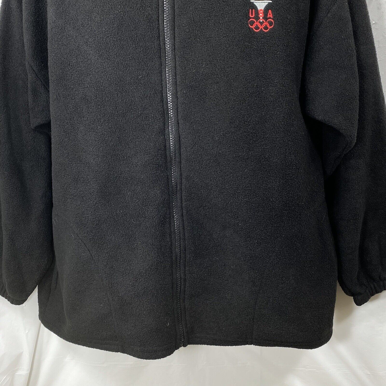 Other Olympics Torch XL Black Fleece Full Zip Sweatshirt USA Made Size XL / US 12-14 / IT 48-50 - 4 Thumbnail