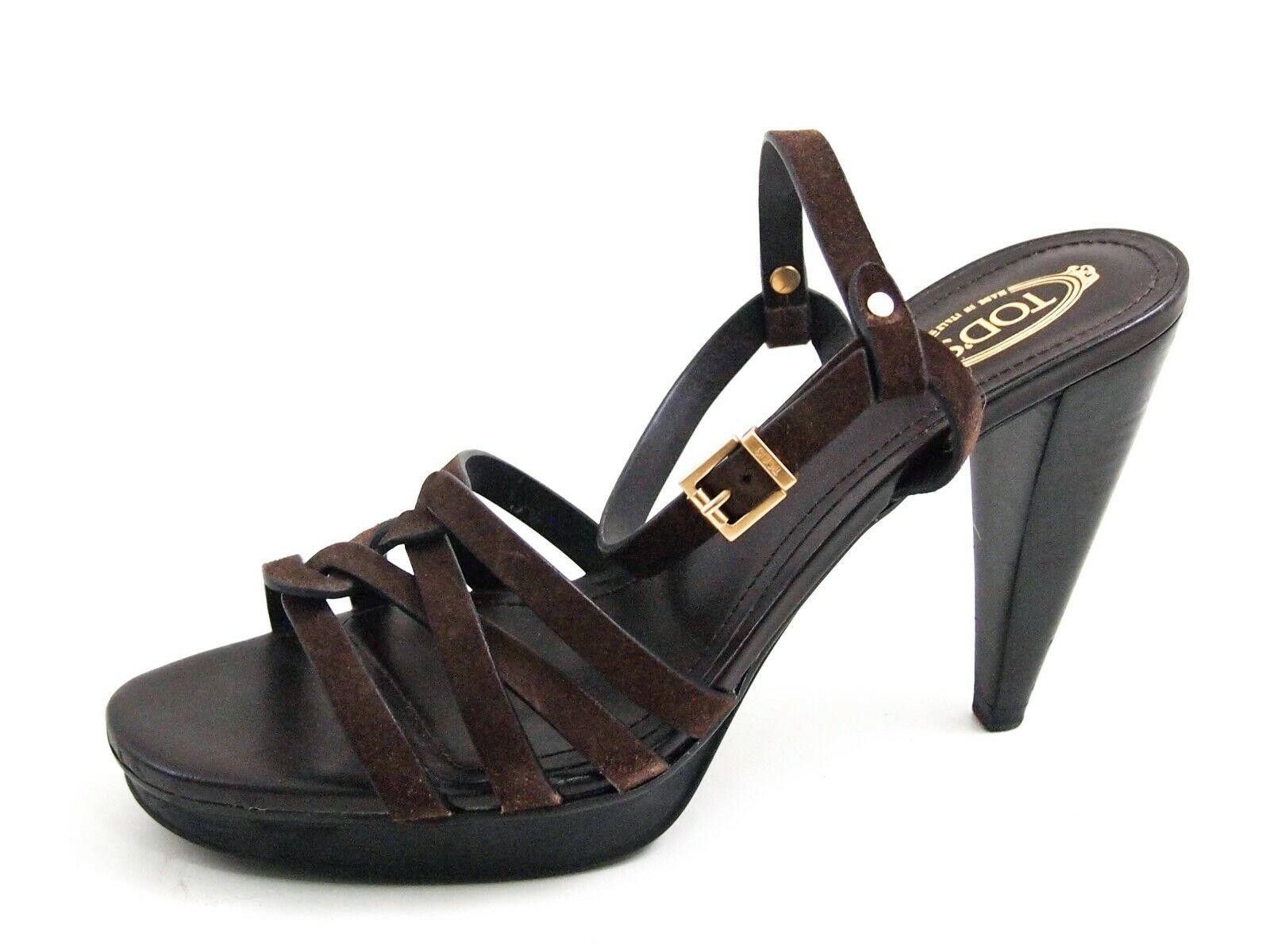 Tod's Tod's Strappy Sandals Brown Suede Womens EU 37 US 7 $620 Size US 7 / IT 37 - 1 Thumbnail