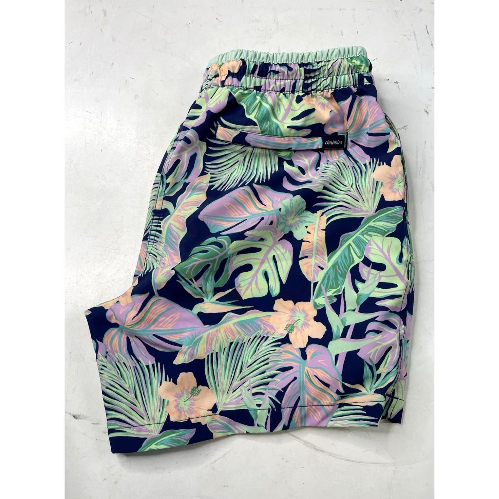 Chubbies Chubbies Mens Tropical Floral Swim Trunks Navy Mint Large Size US 33 - 5 Thumbnail