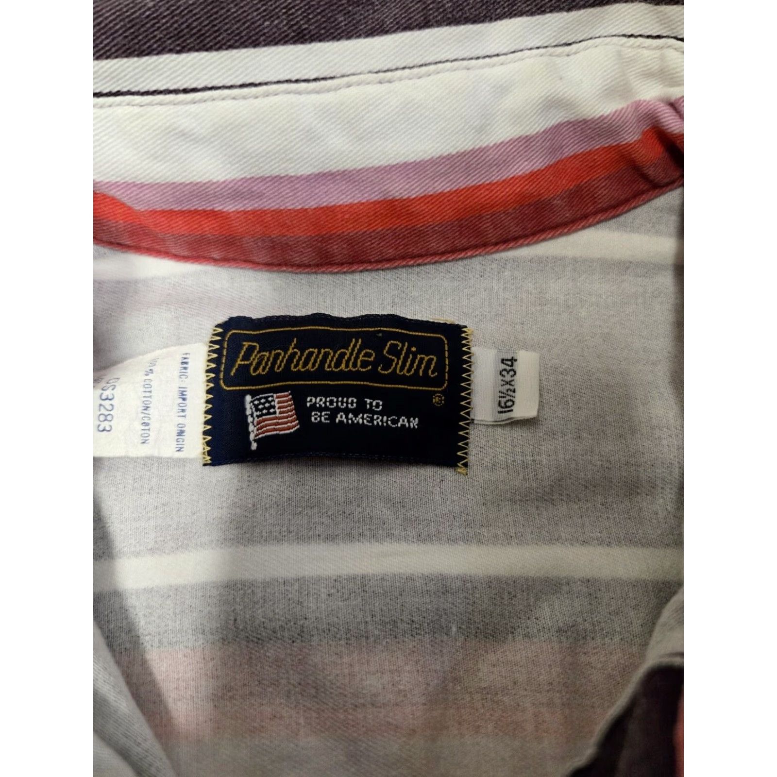 Vintage VINTAGE Panhandle Slim Shirt Mens 16.5 34 Pink Purple Striped Western Shirt Size US XL / EU 56 / 4 - 5 Thumbnail