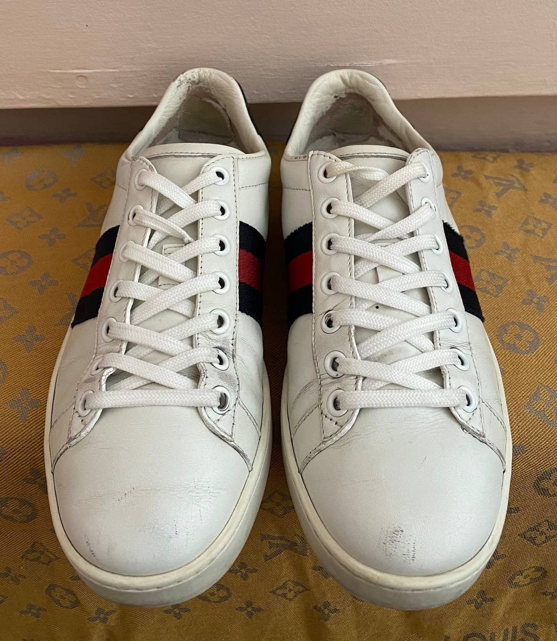 Designer × Gucci 🇮🇹Gucci Ace Sneakers Og Blue Web White Leather Shoes Monogram Size US 6 / IT 36 - 3 Thumbnail