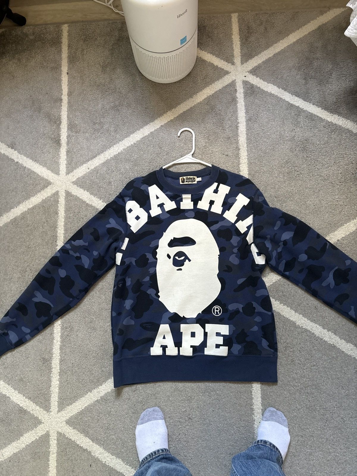 Bape Navy Bape Crewneck Size US L / EU 52-54 / 3 - 1 Thumbnail