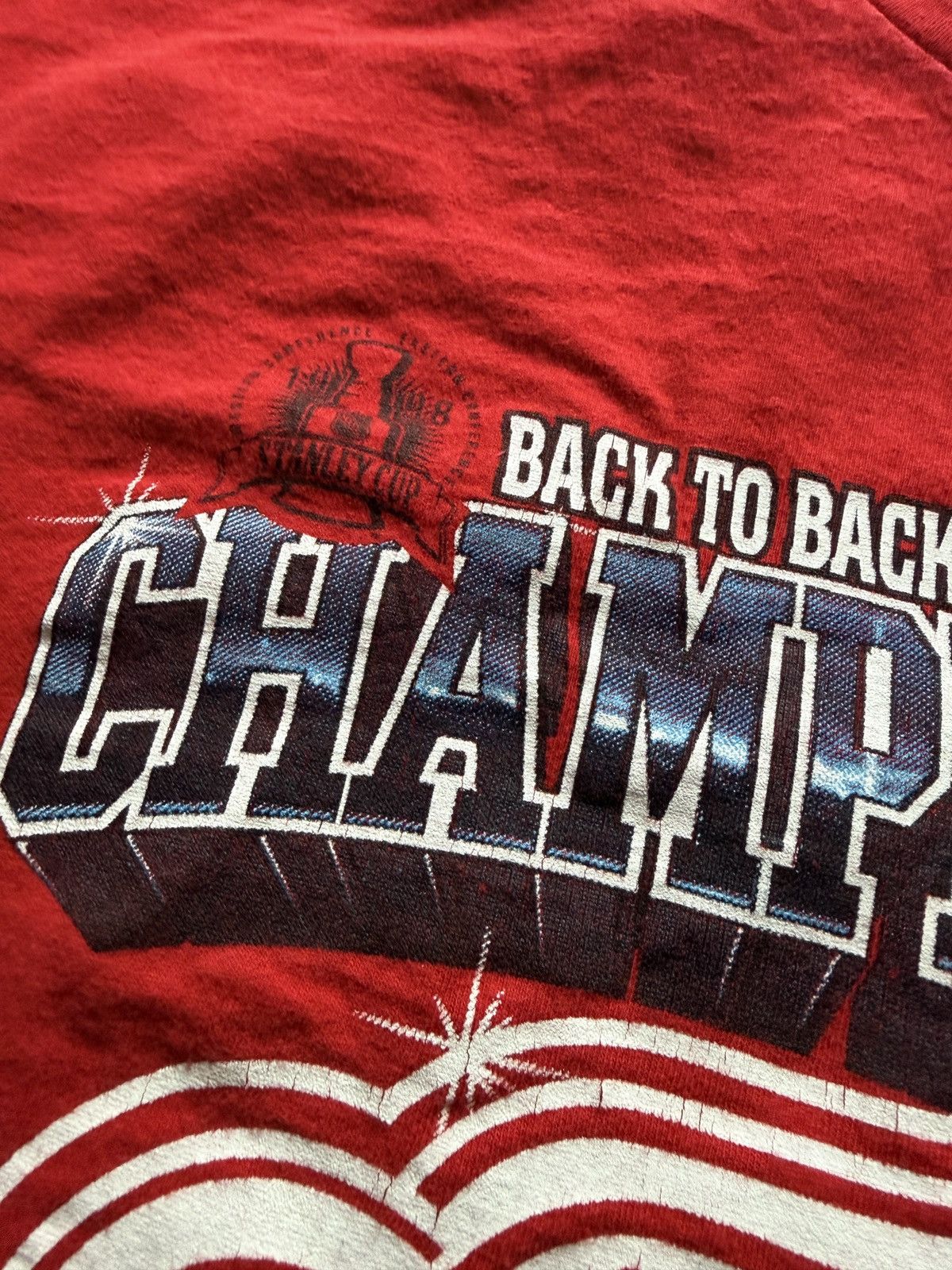 Vintage Vintage 90s Detroit Red Wings Stanley Cup Champions Tee Size US XL / EU 56 / 4 - 5 Thumbnail