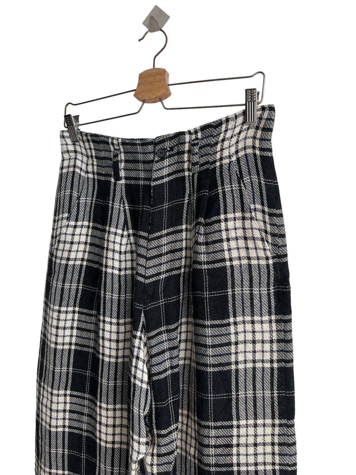 Yohji Yamamoto 1980s Yohji Yamamoto Runway Shadow Plaid Rayon Trouser Pants Size US 30 / EU 46 - 4 Thumbnail