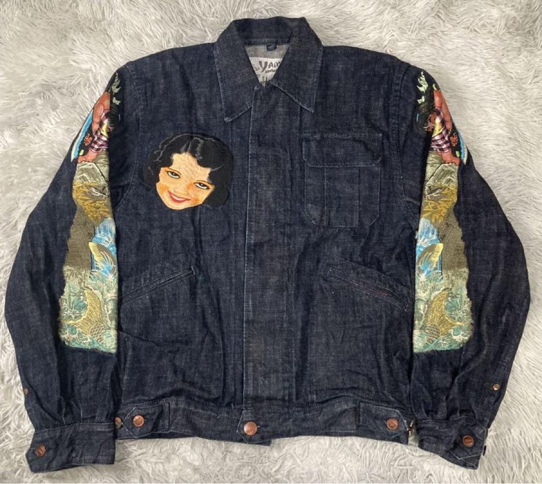 image of Evisu Yamane Embroidered Design Denim Jacket Indigo Xl, Men's