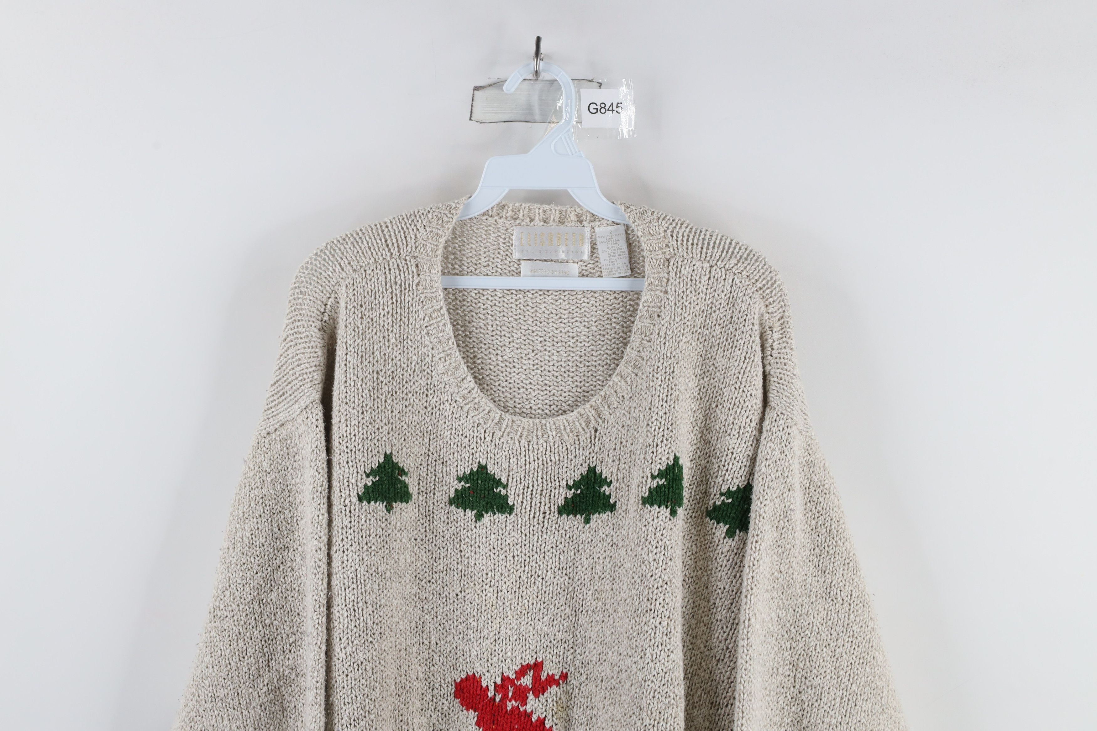 Vintage Vintage 90s Streetwear Blend Hand Knit Tree Skiing Sweater Size XXL / US 16-18 / IT 52-54 - 2 Thumbnail