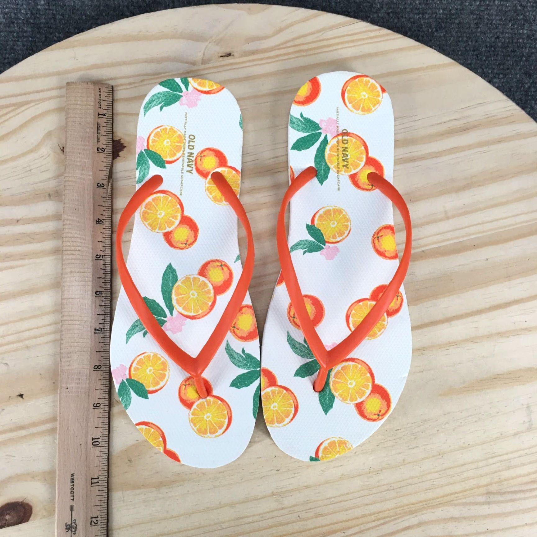 Old Navy Old Navy Sandals Womens 9 Orange Flip Flop Toe Post Casual Orange Fruit Print Womens Sandal Fold Slip On Size US 9 / IT 39 - 5 Thumbnail
