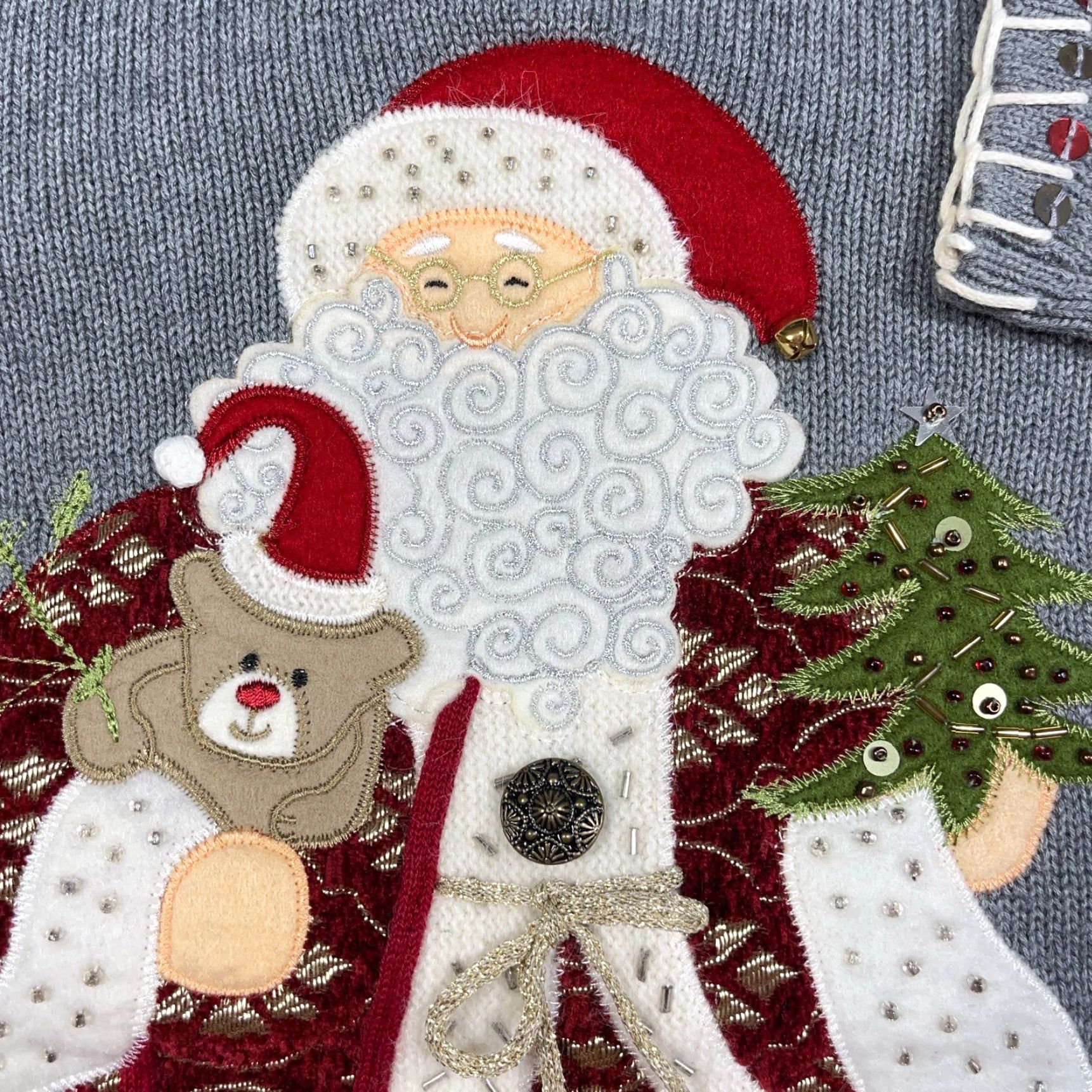 Vintage VINTAGE Christmas Sweater Women L Gray Knit Pullover Santa Claus Grandma Y2K Size L / US 10 / IT 46 - 3 Thumbnail