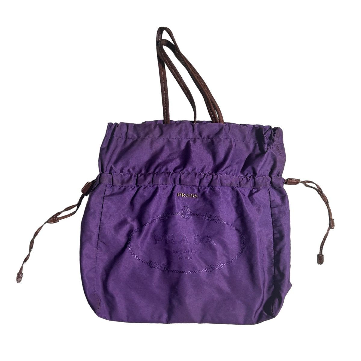 Prada Vintage Prada Big Logo Embroidered Tote Bag Size ONE SIZE - 2 Thumbnail