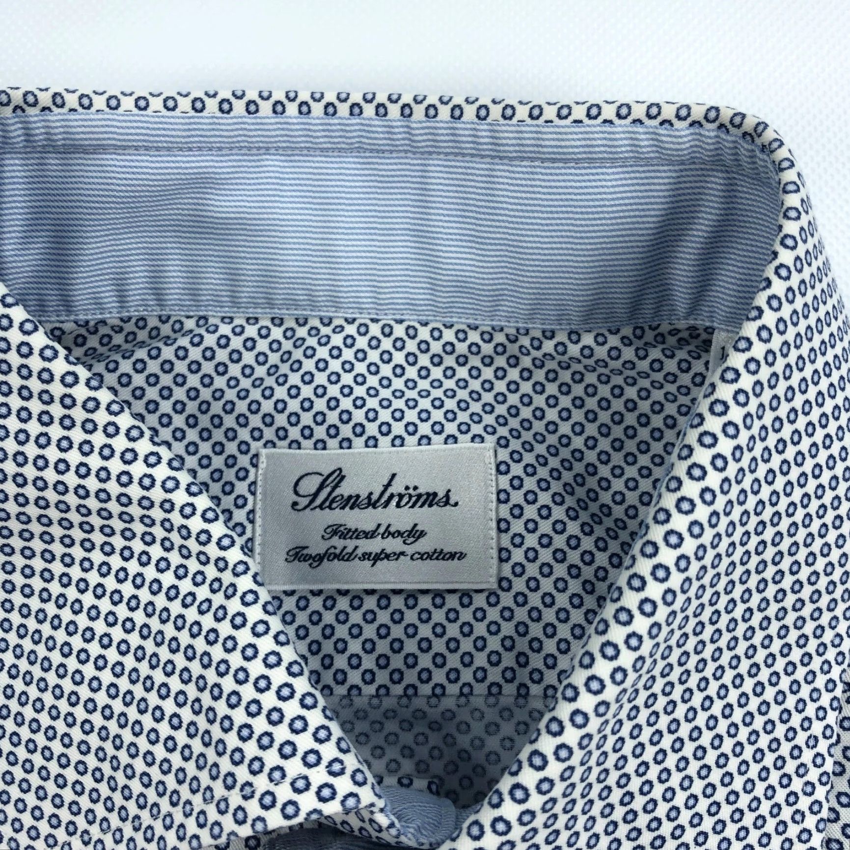 Vintage Stenströms Men's 16.5 / 42 Fitted Body Micro Dot Twofold Super Cotton Shirt Size US XL / EU 56 / 4 - 5 Thumbnail
