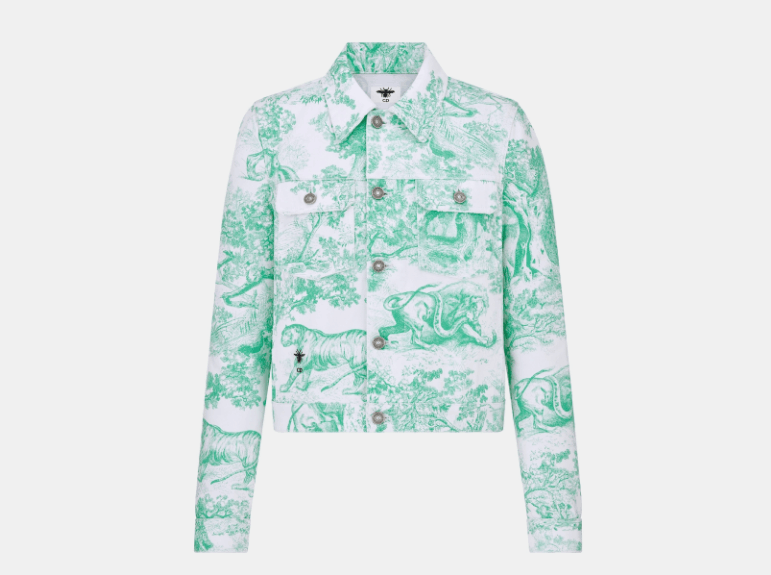 Dior o1w1db10925 442V11 Denim Jacket in White/Aquamarina Size L / US 10 / IT 46 - 1 Thumbnail