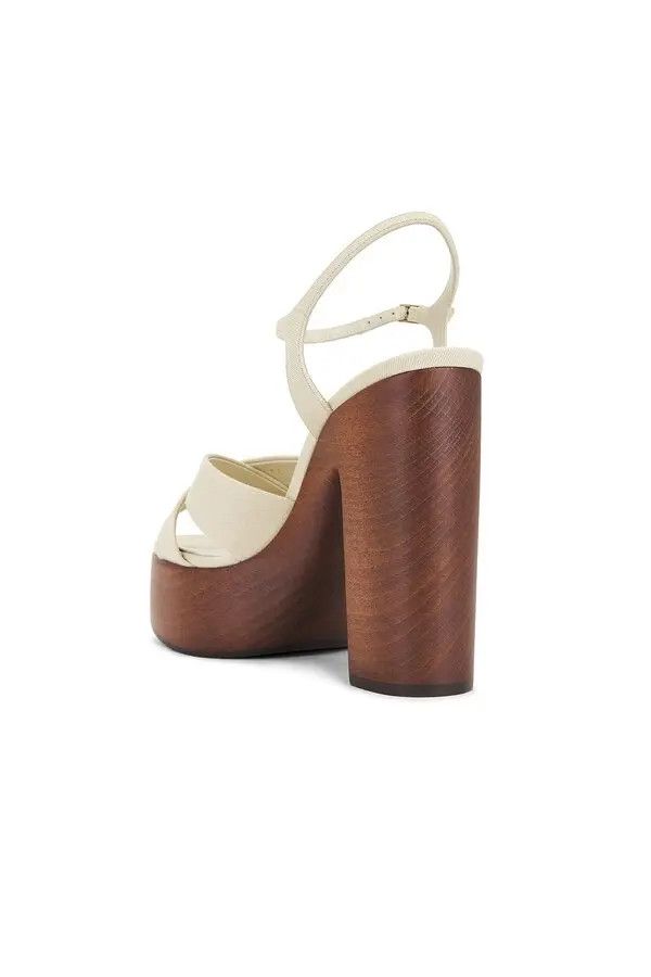 Saint Laurent Paris o1bcso1str0526 Bianca Platform Sandals in Beige Size US 7.5 / IT 37.5 - 2 Thumbnail