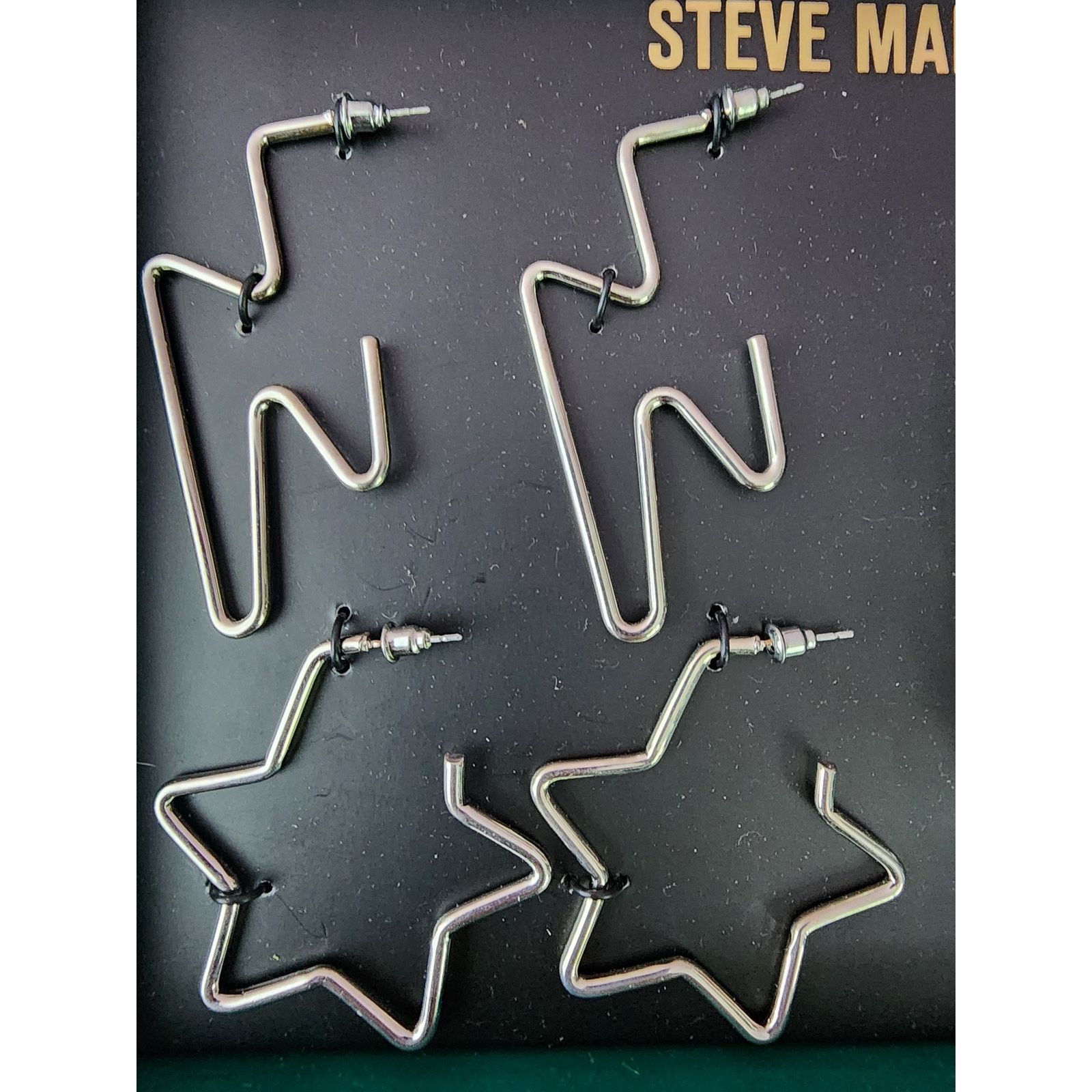 Steve Madden Silver-Tone Pave Stretch Bracelet with Hoop Earrings Size ONE SIZE - 3 Thumbnail
