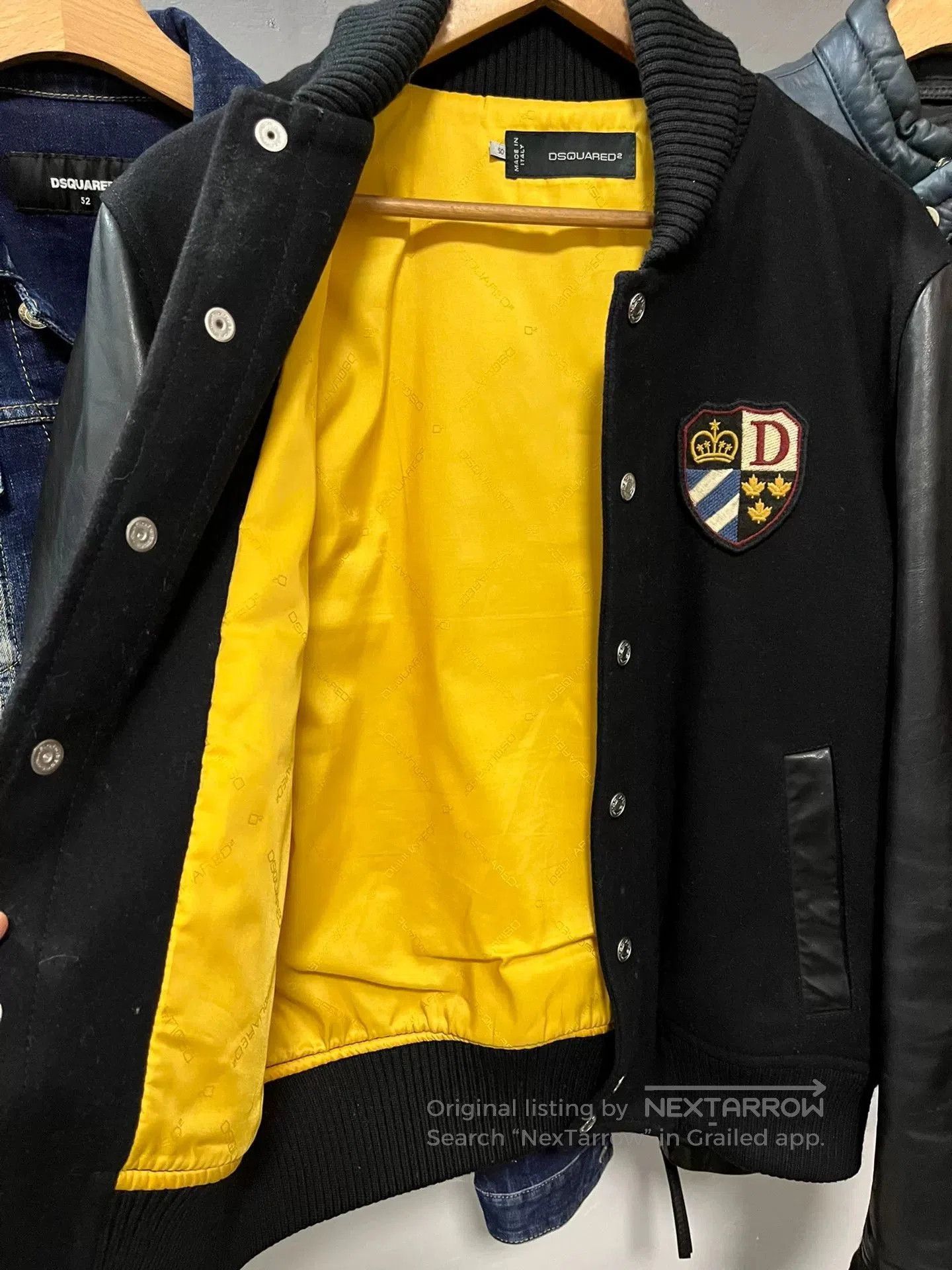 Dsquared2 DSQUARED2 Men's Wool Leather Sleeve Jacket. Size US M / EU 48-50 / 2 - 3 Thumbnail