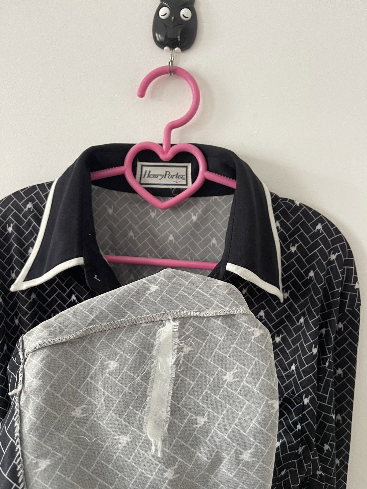 Vintage Rare 70s Retro HENRY PORTER Big Collar Houndstooth All Over Size US L / EU 52-54 / 3 - 5 Thumbnail