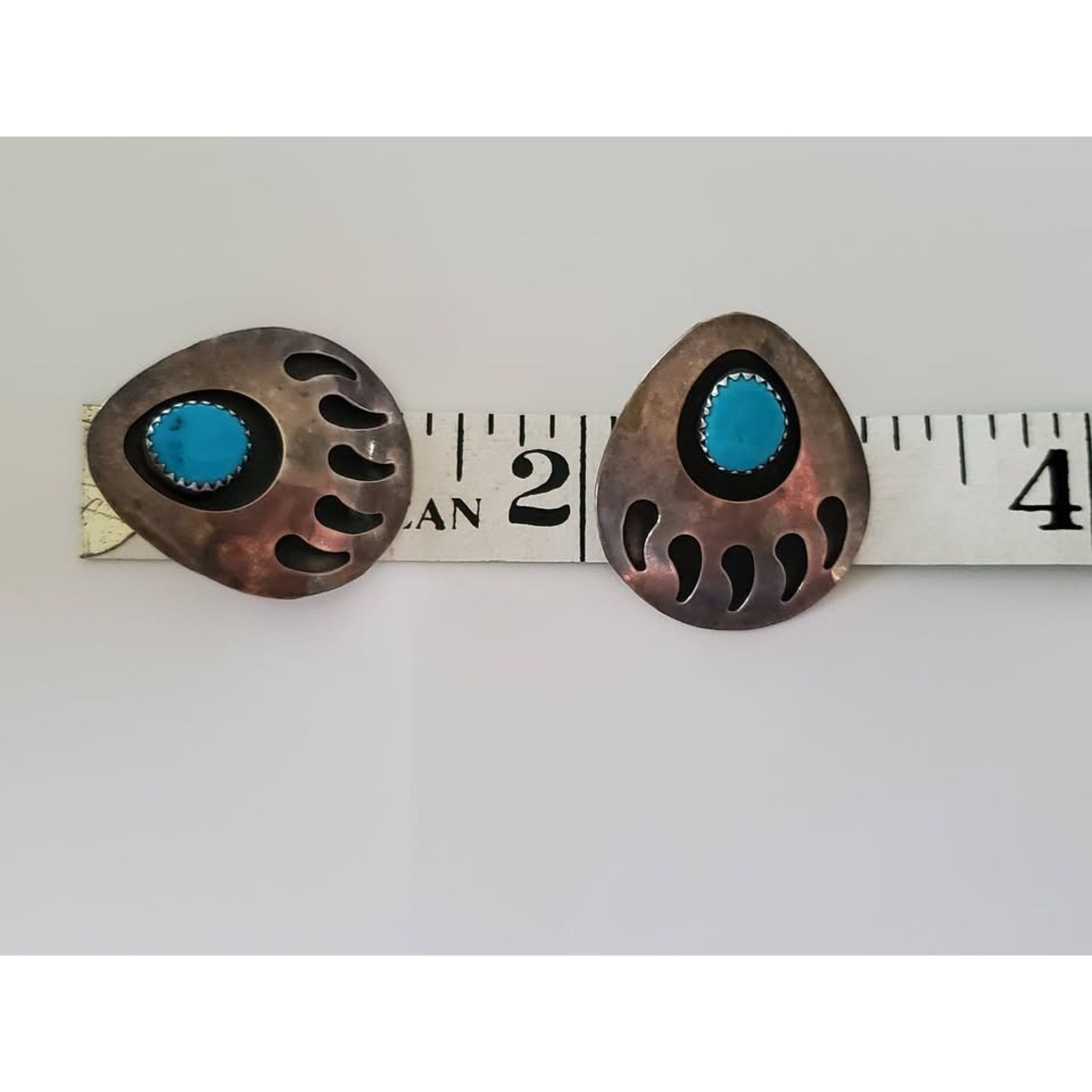 Other Vintage Sterling Silver Turquoise Bear Paw Earrings Size ONE SIZE - 6 Thumbnail