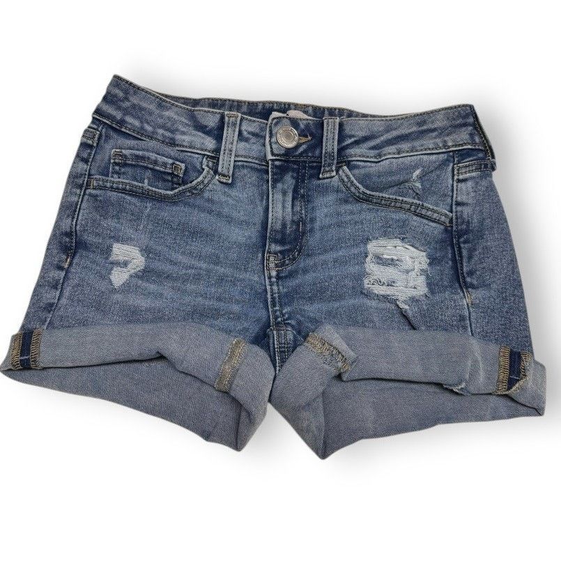Other SO Juniors Denim Shorts Sz 1 Blue Distressed Cuffed Size 25" / US 0 / IT 36 - 1 Thumbnail