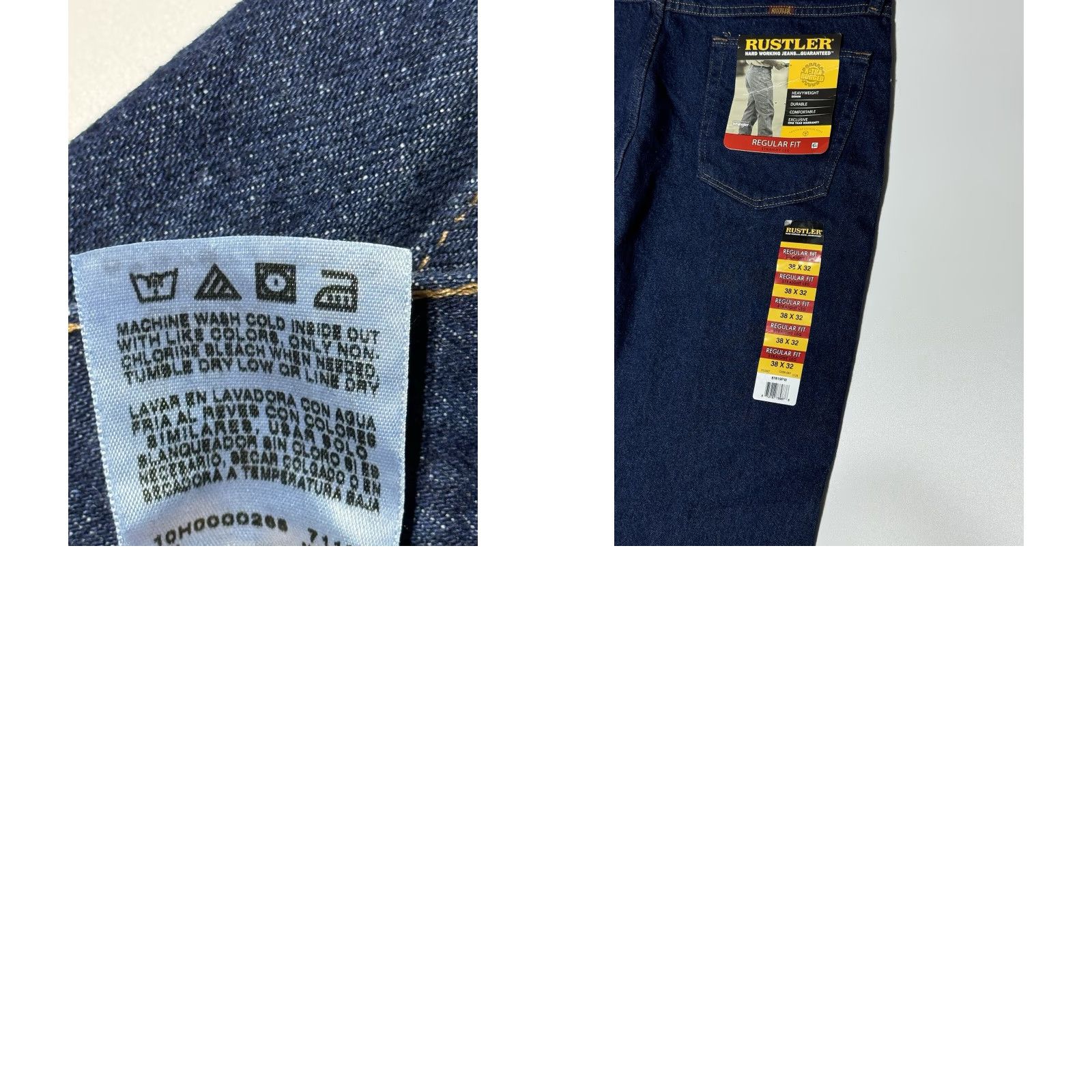 Vintage **Rustler Mens Heavyweight Blue Workwear Jeans Regular Fit 38 X 32** User: Rustler Mens Heavyweight Blue Workwear Jeans Regular Fit 38 X 32 Size US 38 / EU 54 - 8 Thumbnail