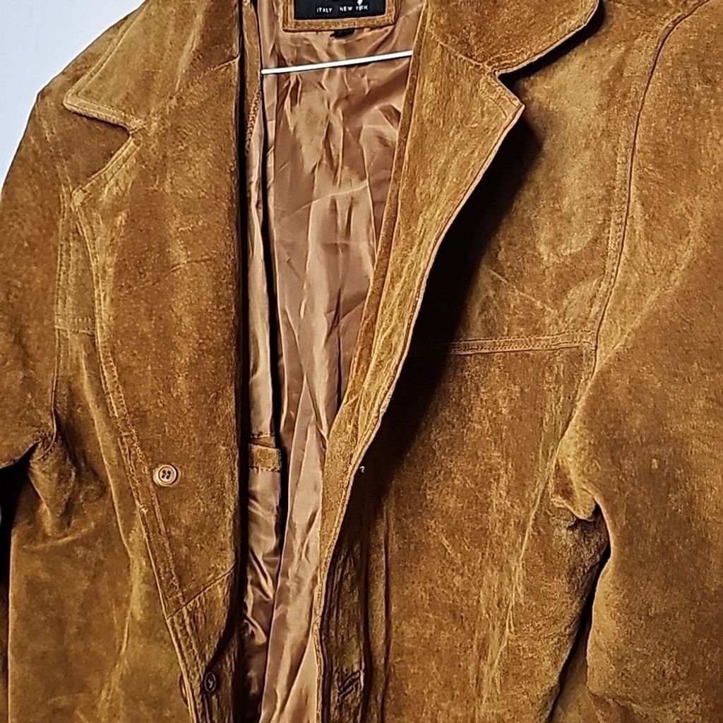 Leather Q BRAND Italy leather suede tan button down jacket sz Small Size US S / EU 44-46 / 1 - 2 Thumbnail